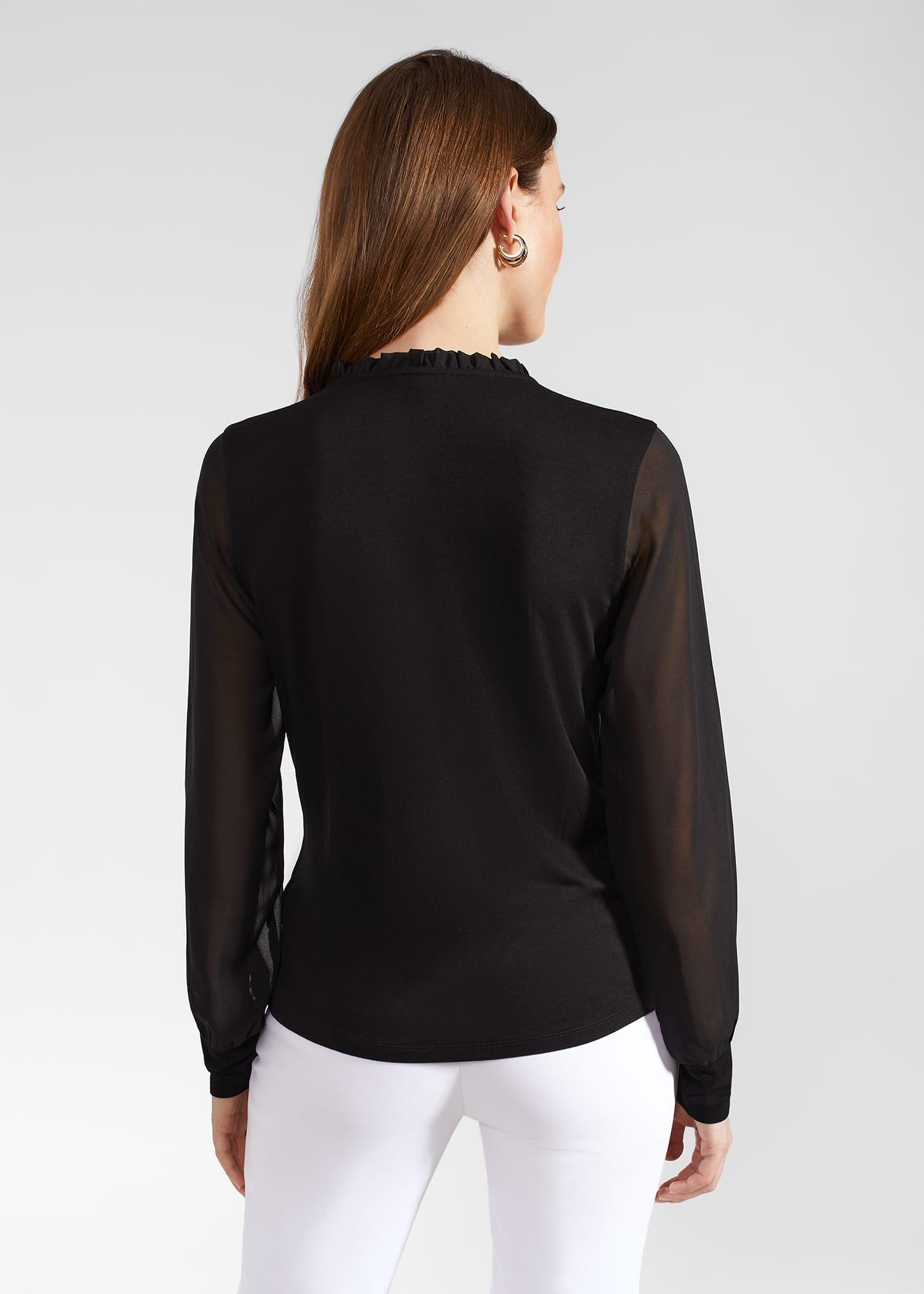 Talisa Frill Neck Top, Black, hi-res