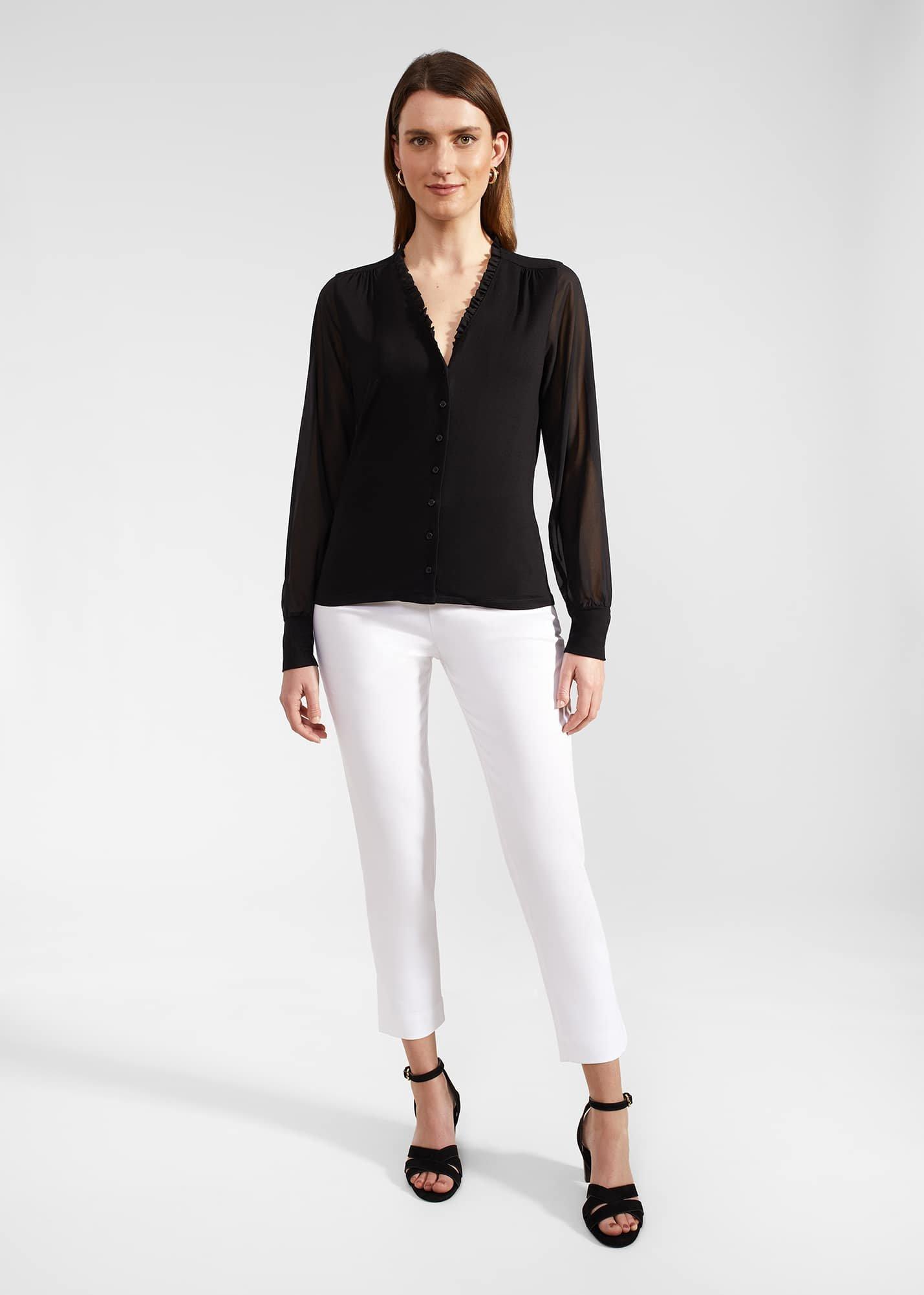 Talisa Frill Neck Top, Black, hi-res