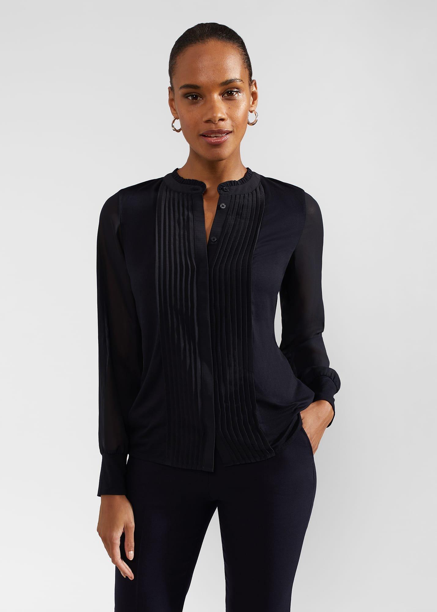 Carina Pleated Top, Hobbs Navy, hi-res