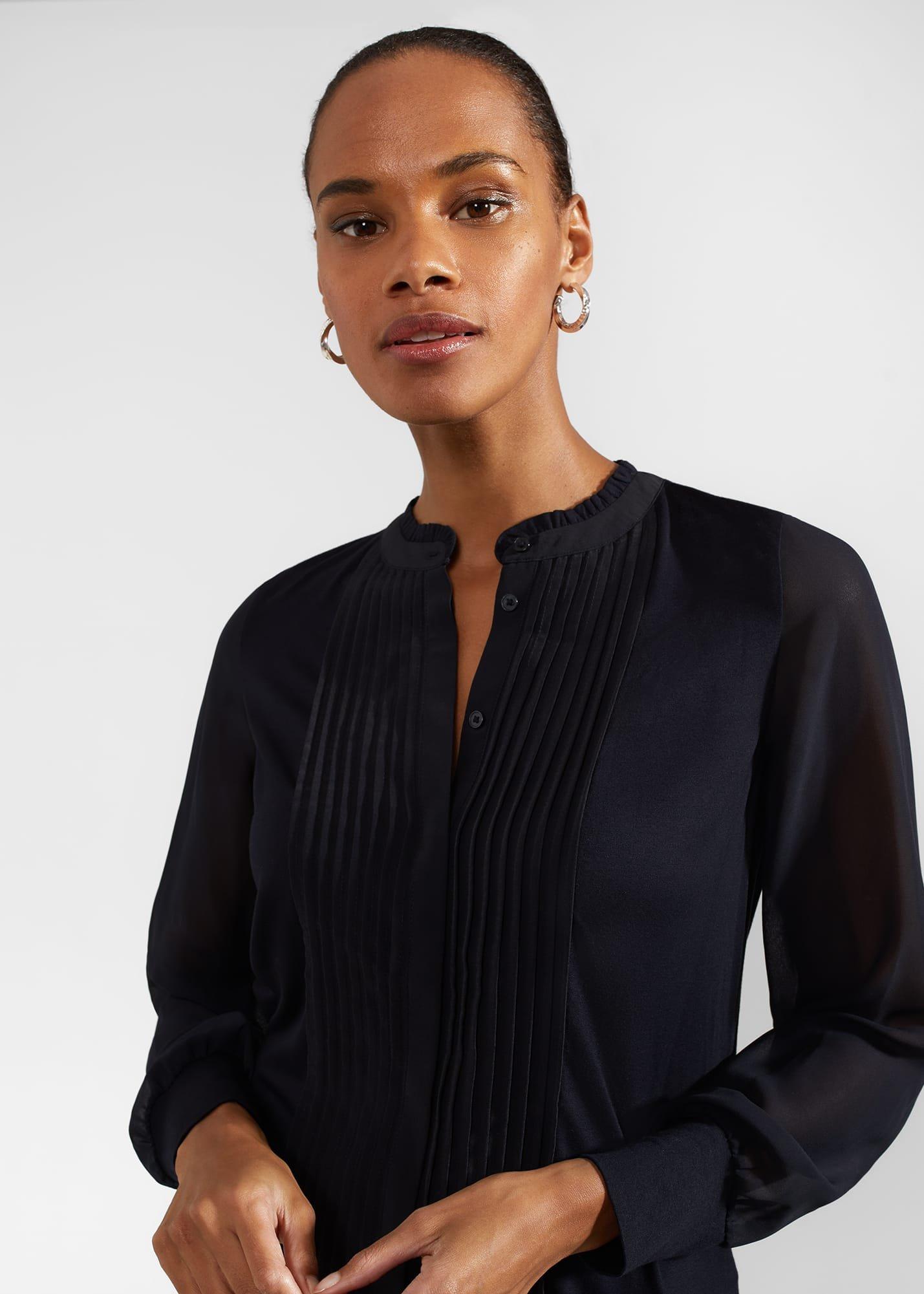 Carina Pleated Top, Hobbs Navy, hi-res