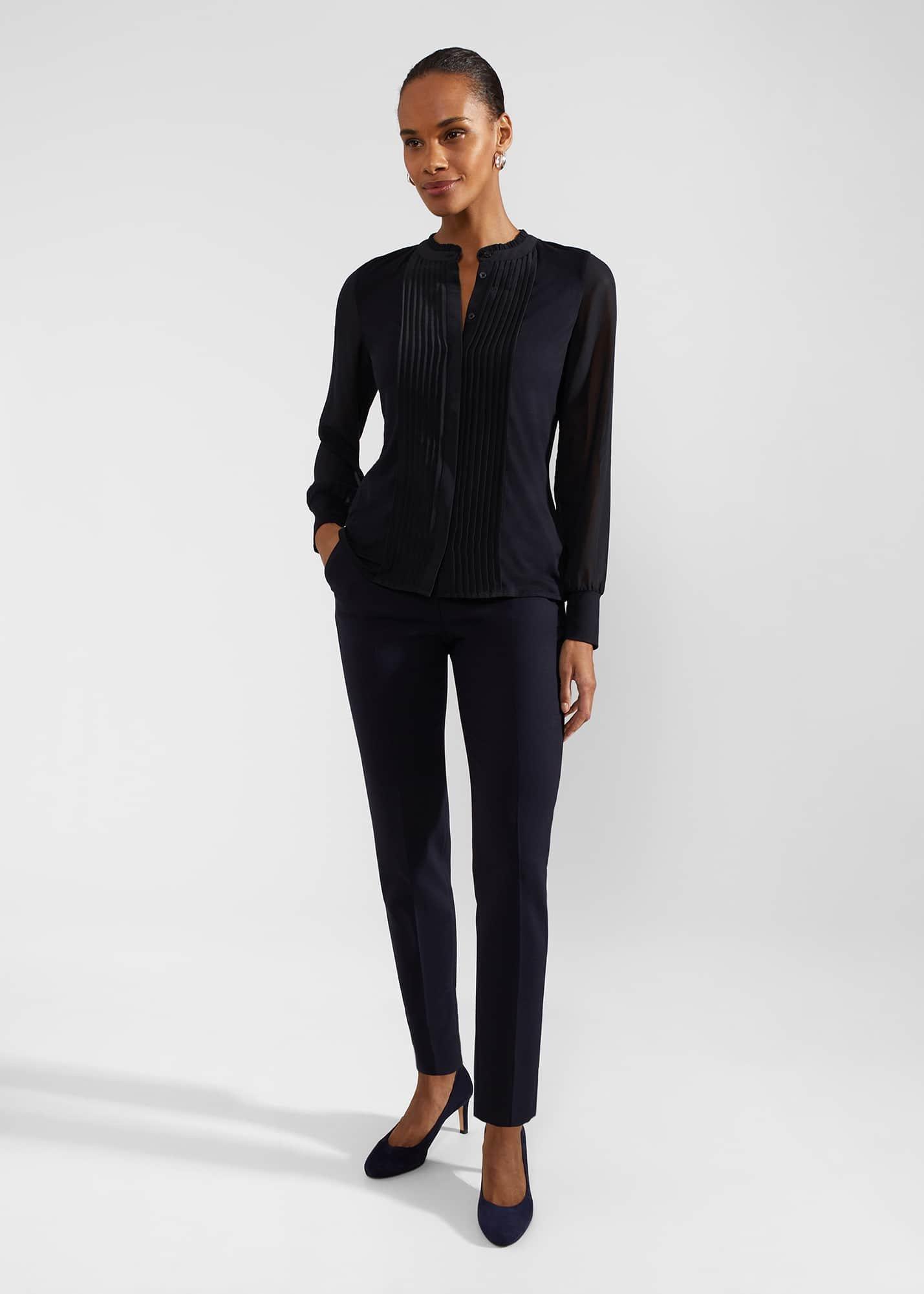 Carina Pleated Top, Hobbs Navy, hi-res