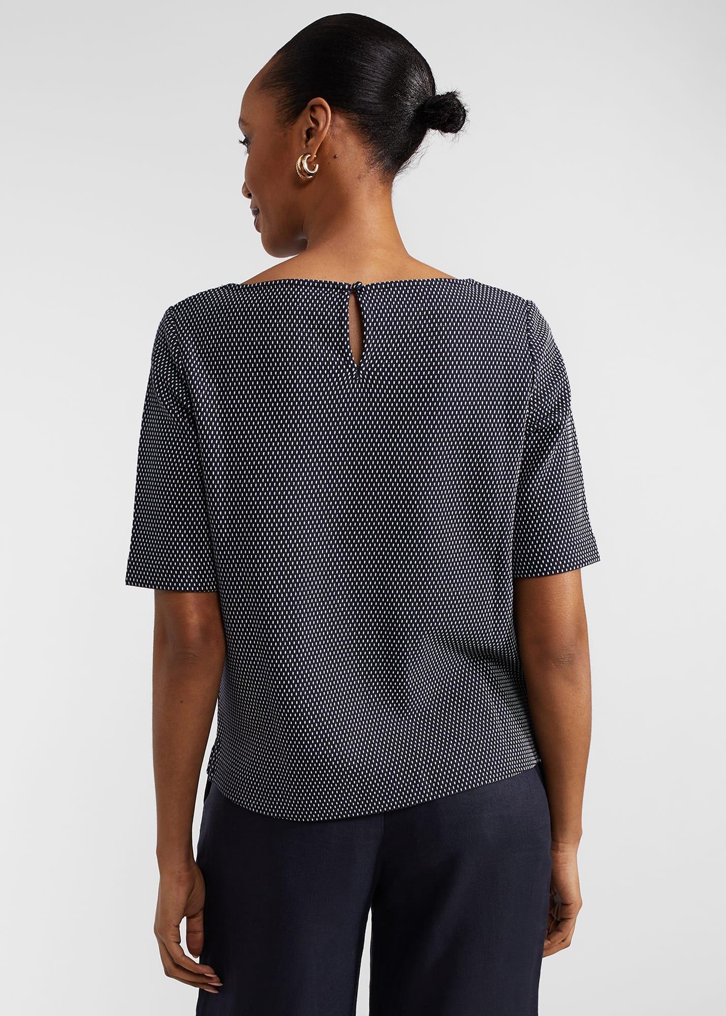 Nyla Textured Top, Navy Ivory, hi-res