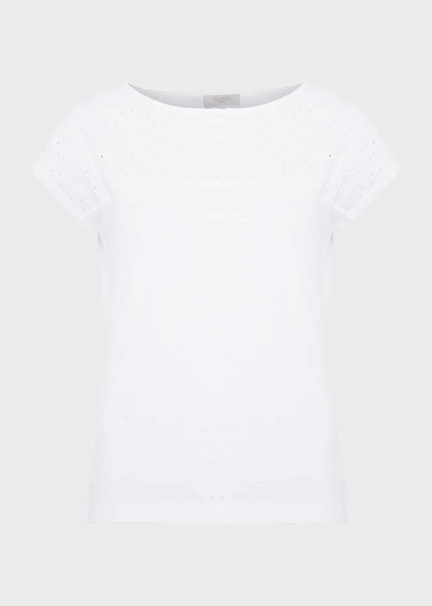 Thea Cotton Broderie Top, White, hi-res