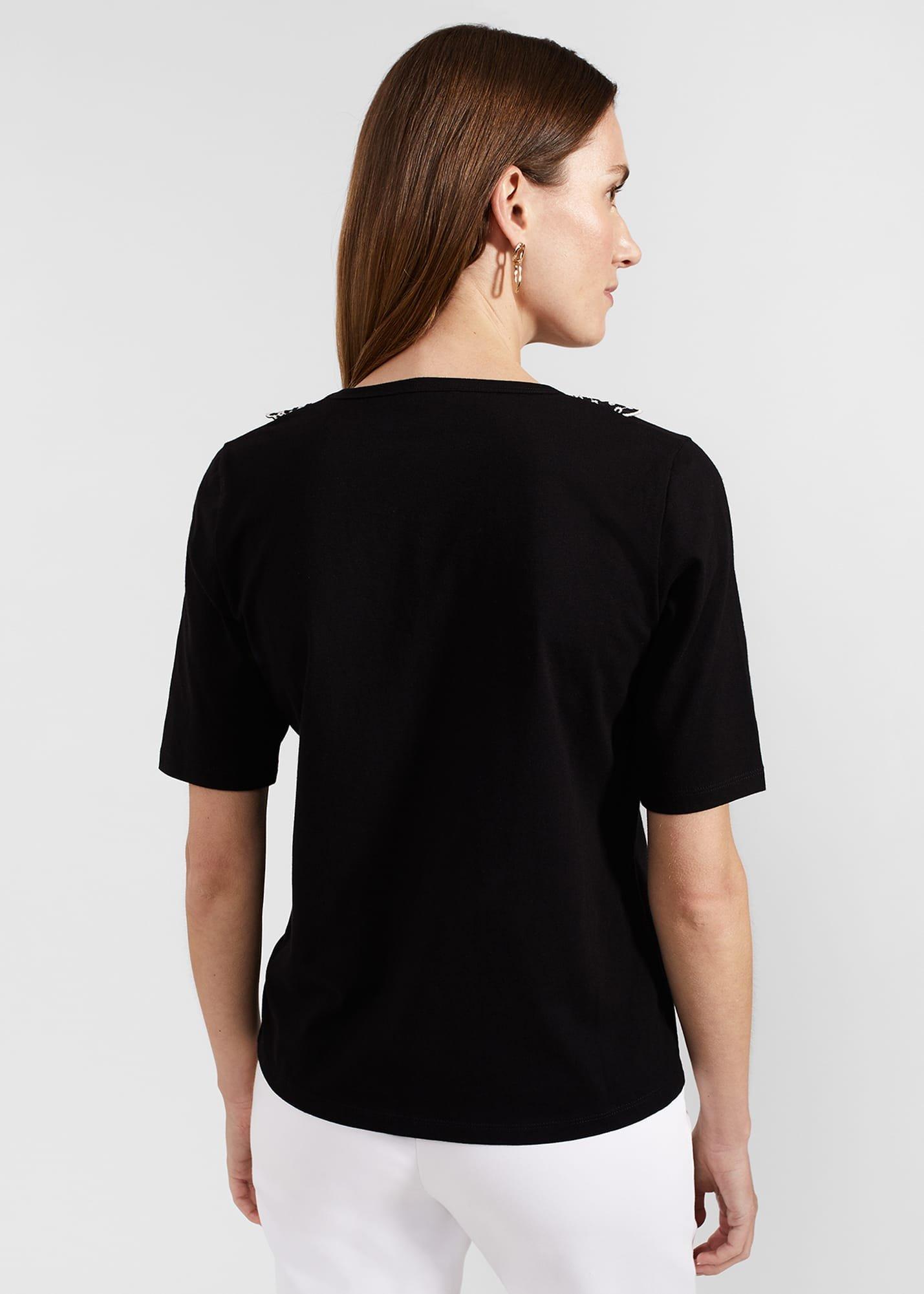 Mariella Cotton Broderie Top, Black, hi-res