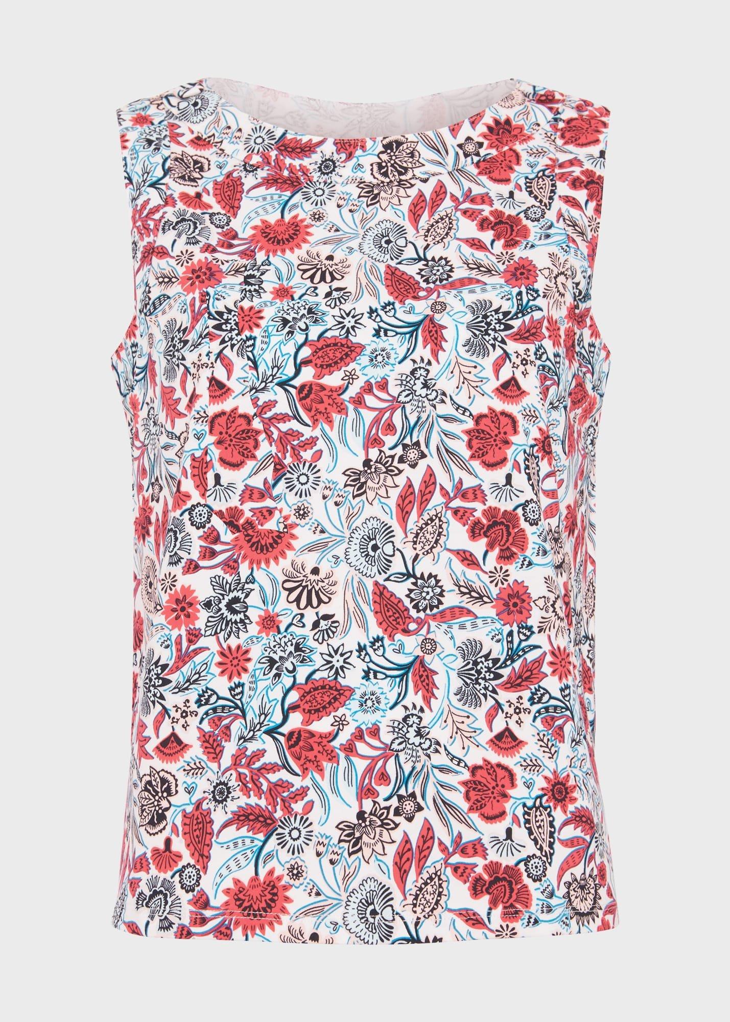 Maddy Cotton Printed Top, Multi Damask, hi-res