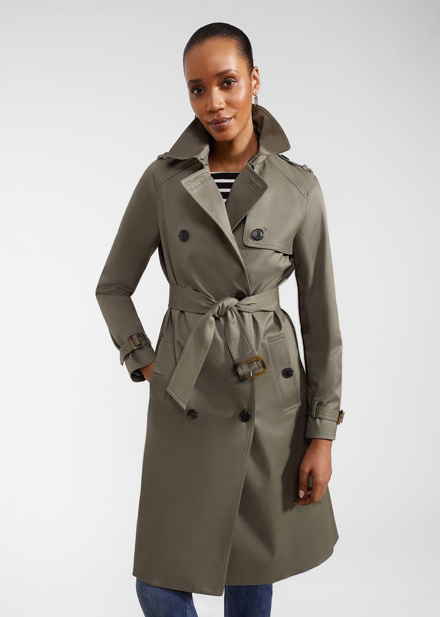 Lisa Trench Shower Resistant Trench Coat, Olive Green, hi-res