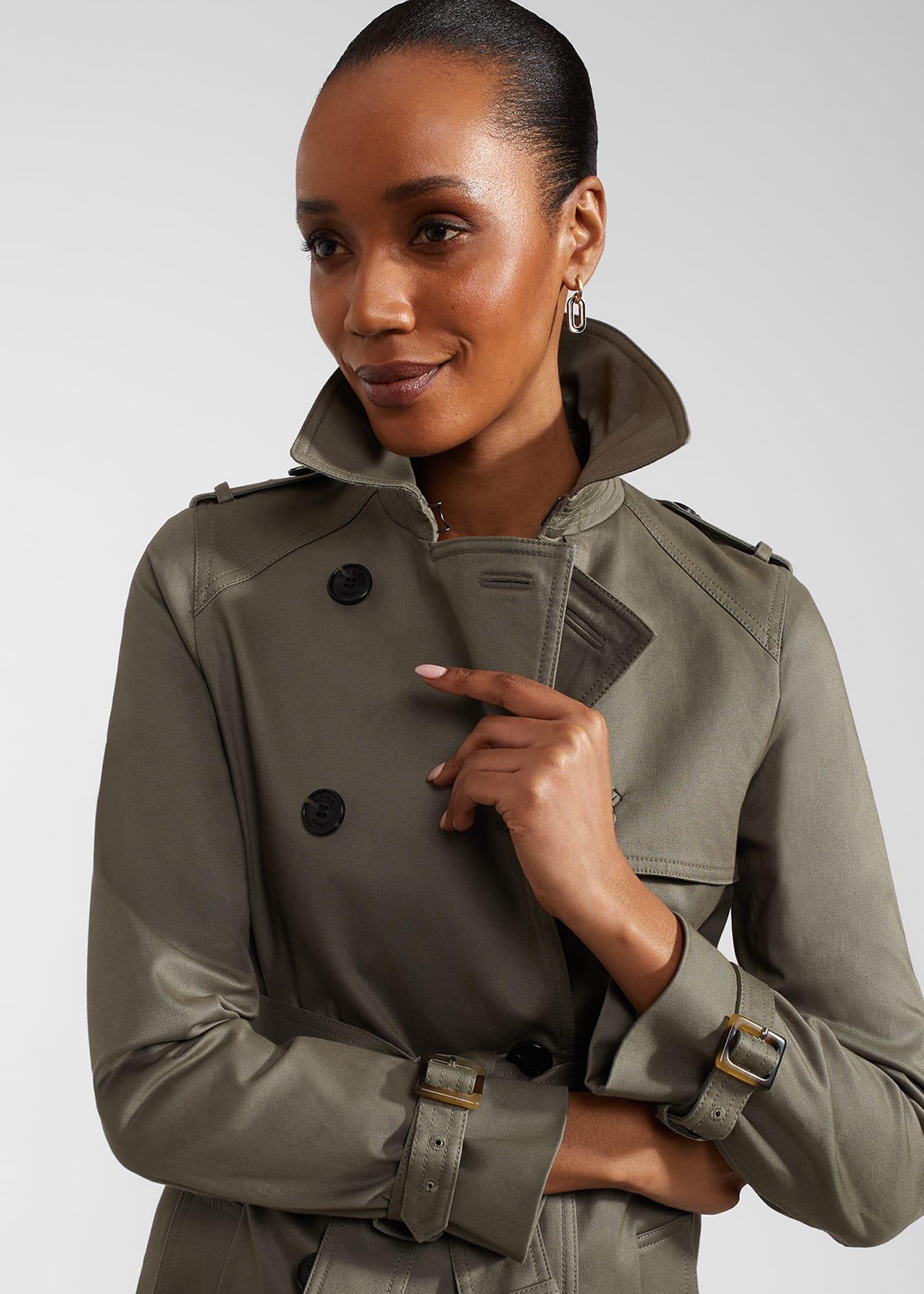 Petite Lisa Shower Resistant Trench Coat, Olive Green, hi-res