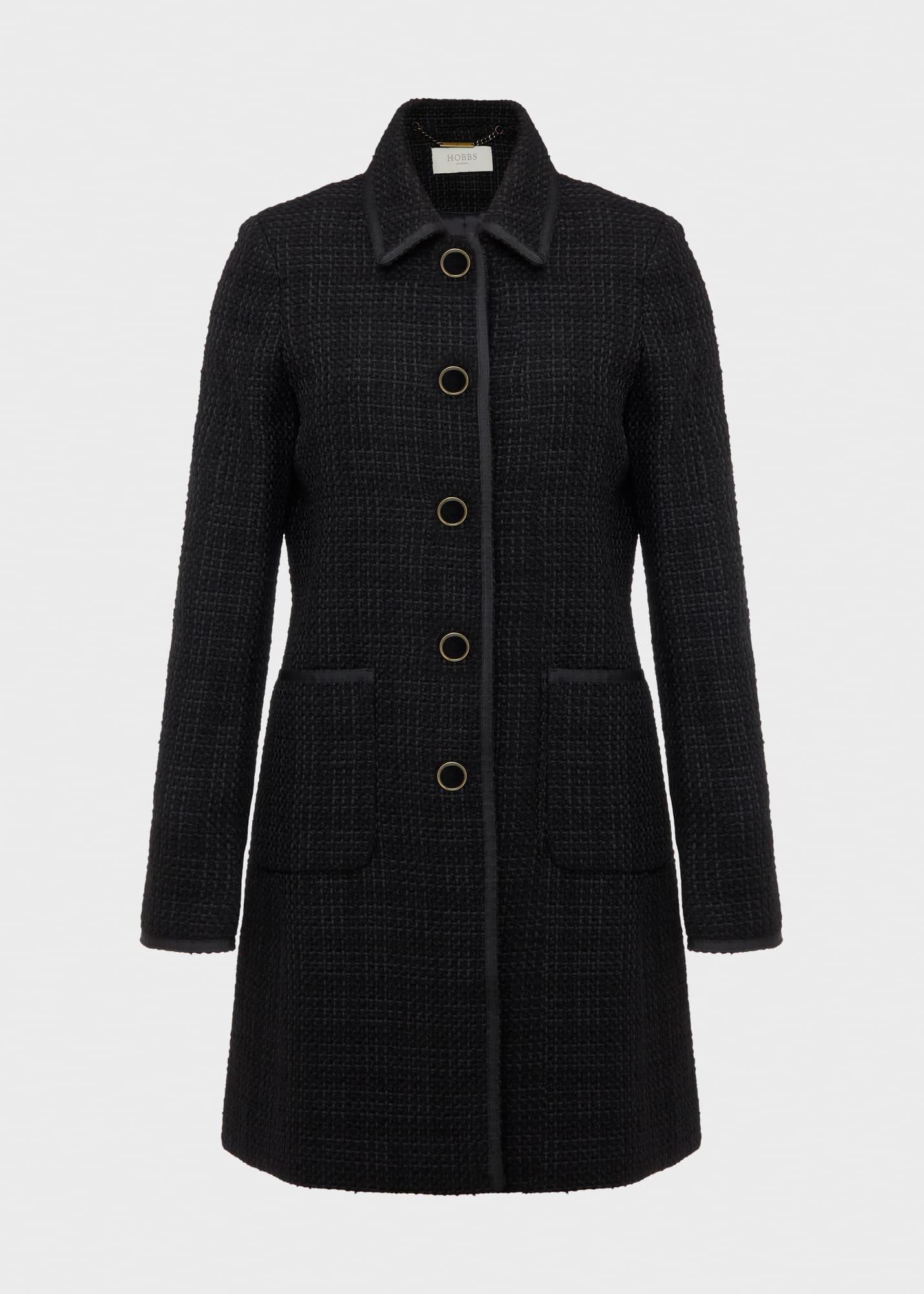 Elaine Tweed Coat With Wool, Black, hi-res