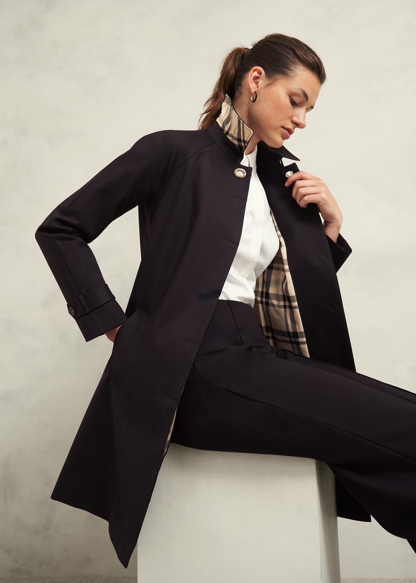 Vivienne Shower Resistant Trench Coat, Black, hi-res