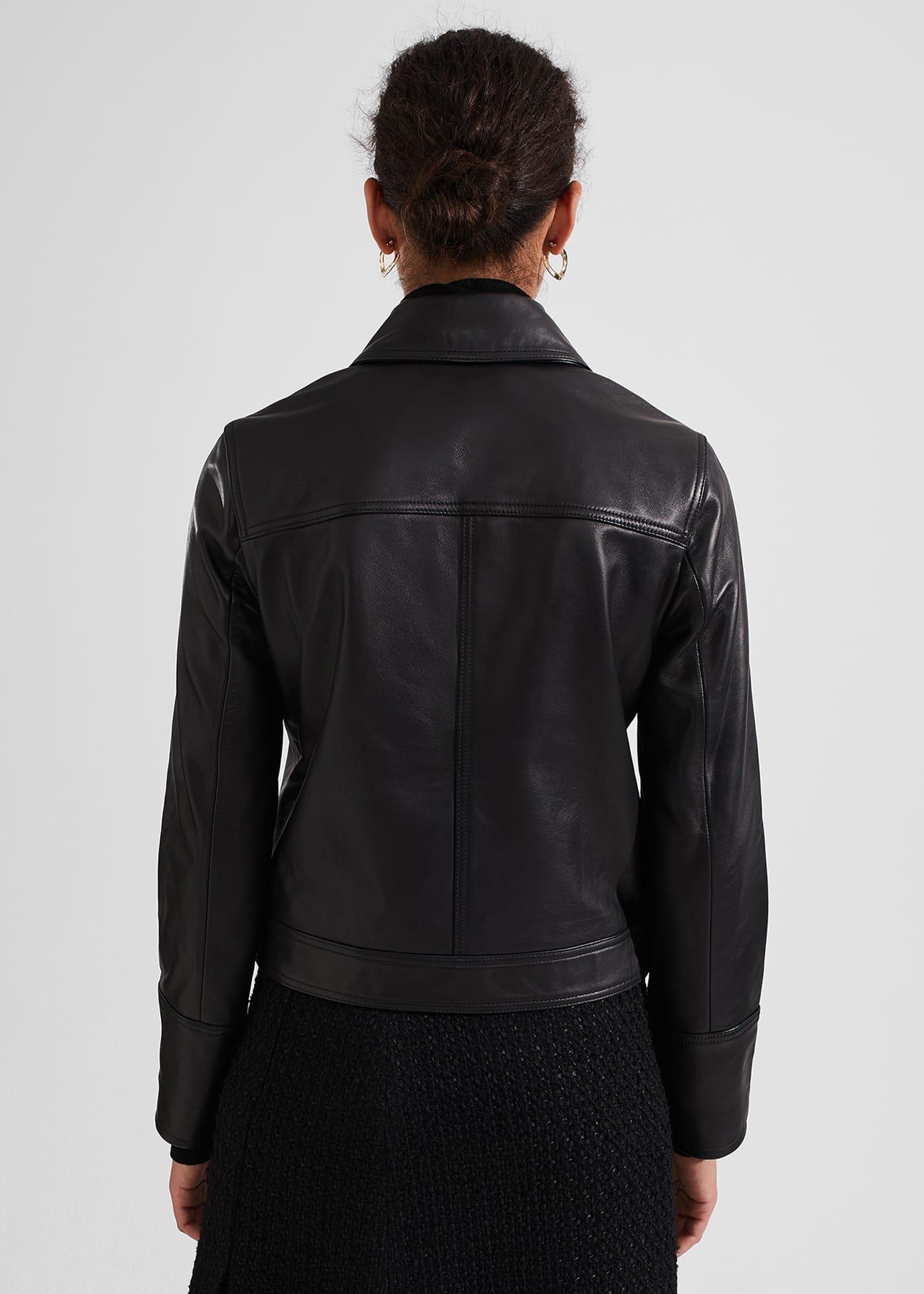 Frederica Leather Jacket, Black, hi-res
