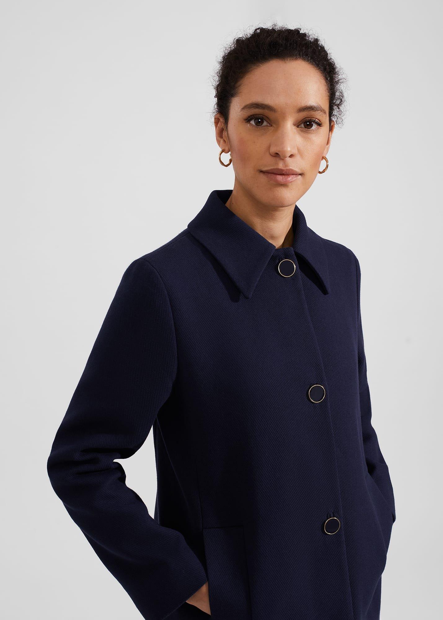 Milena Coat with Cotton, Navy, hi-res