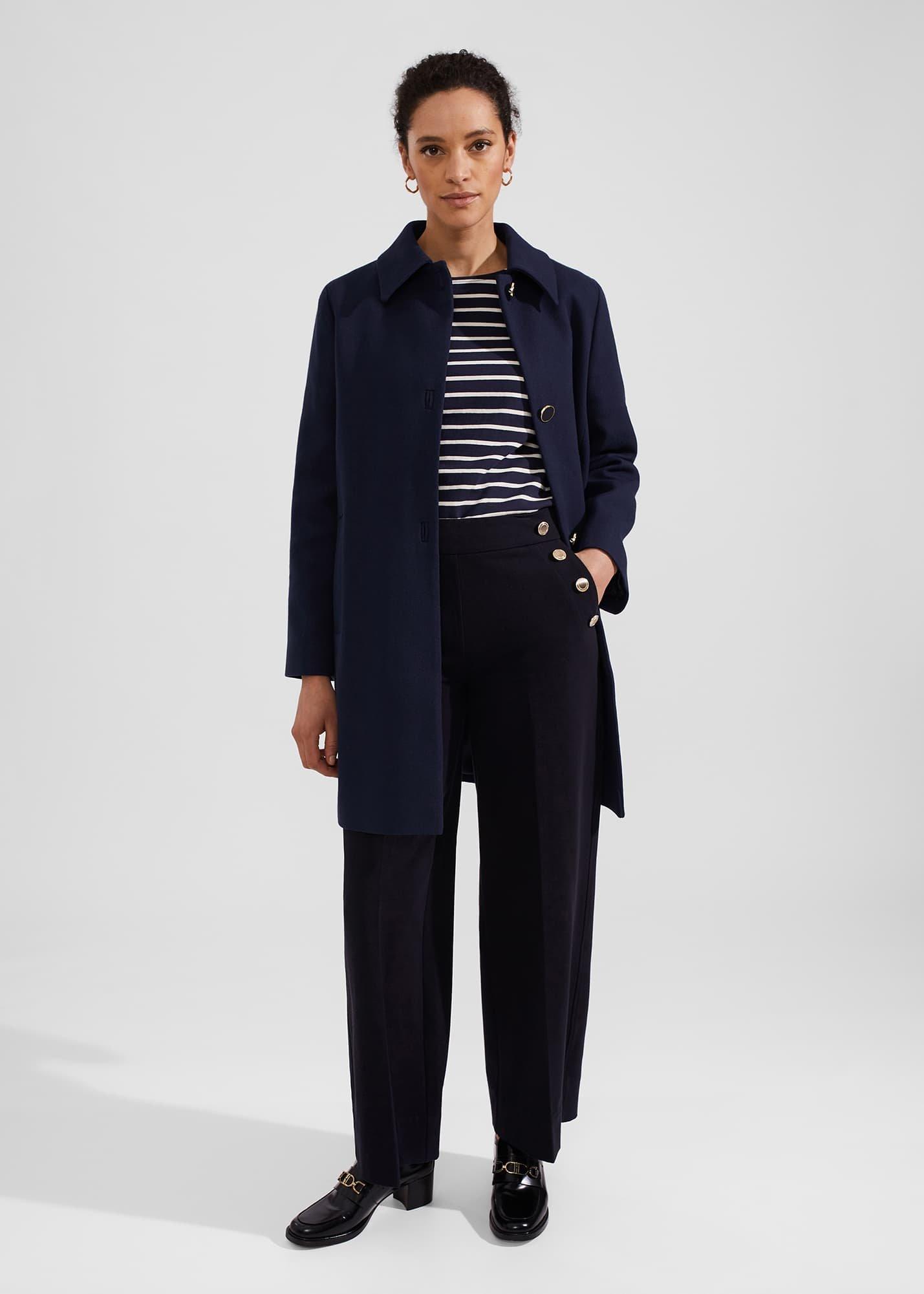 Milena Coat with Cotton, Navy, hi-res