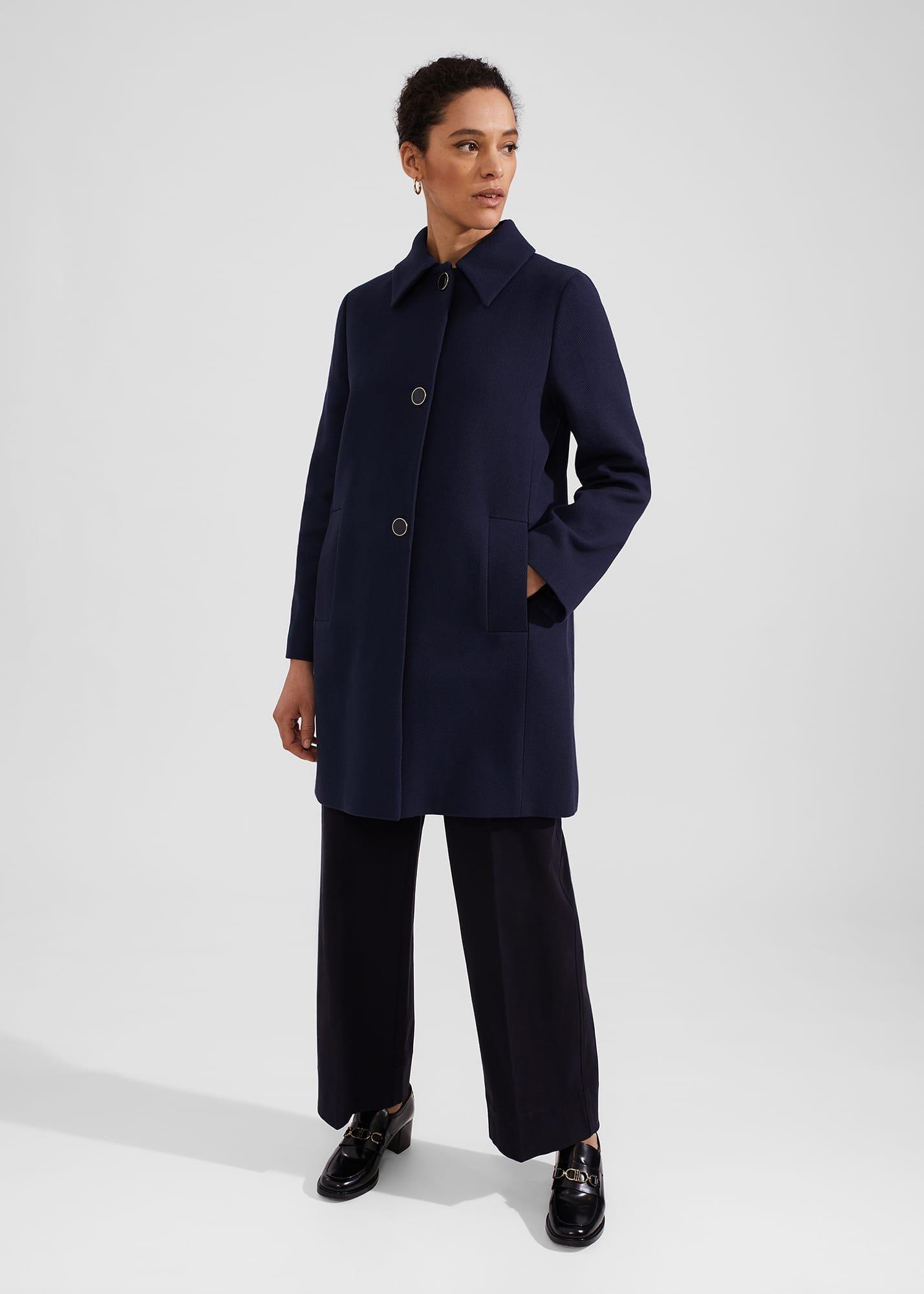 Milena Coat with Cotton, Navy, hi-res
