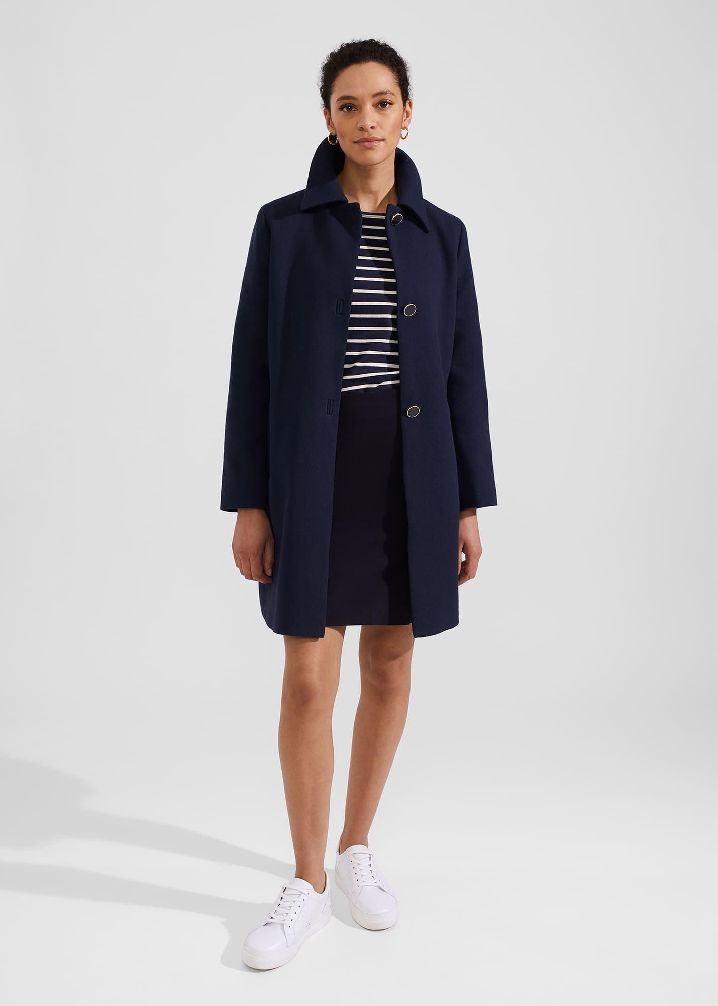 Milena Coat with Cotton, Navy, hi-res