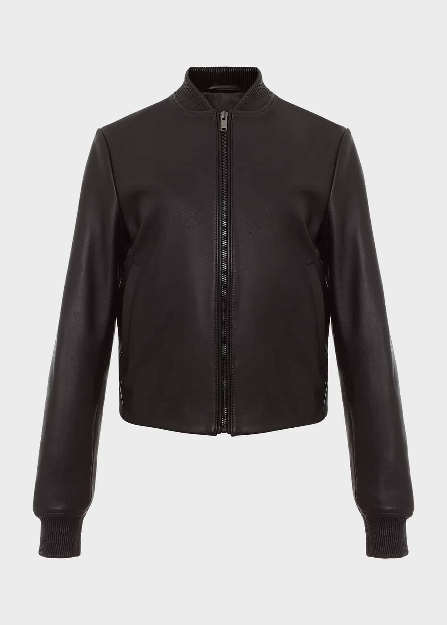 Lindley Leather Bomber Jacket, Black, hi-res