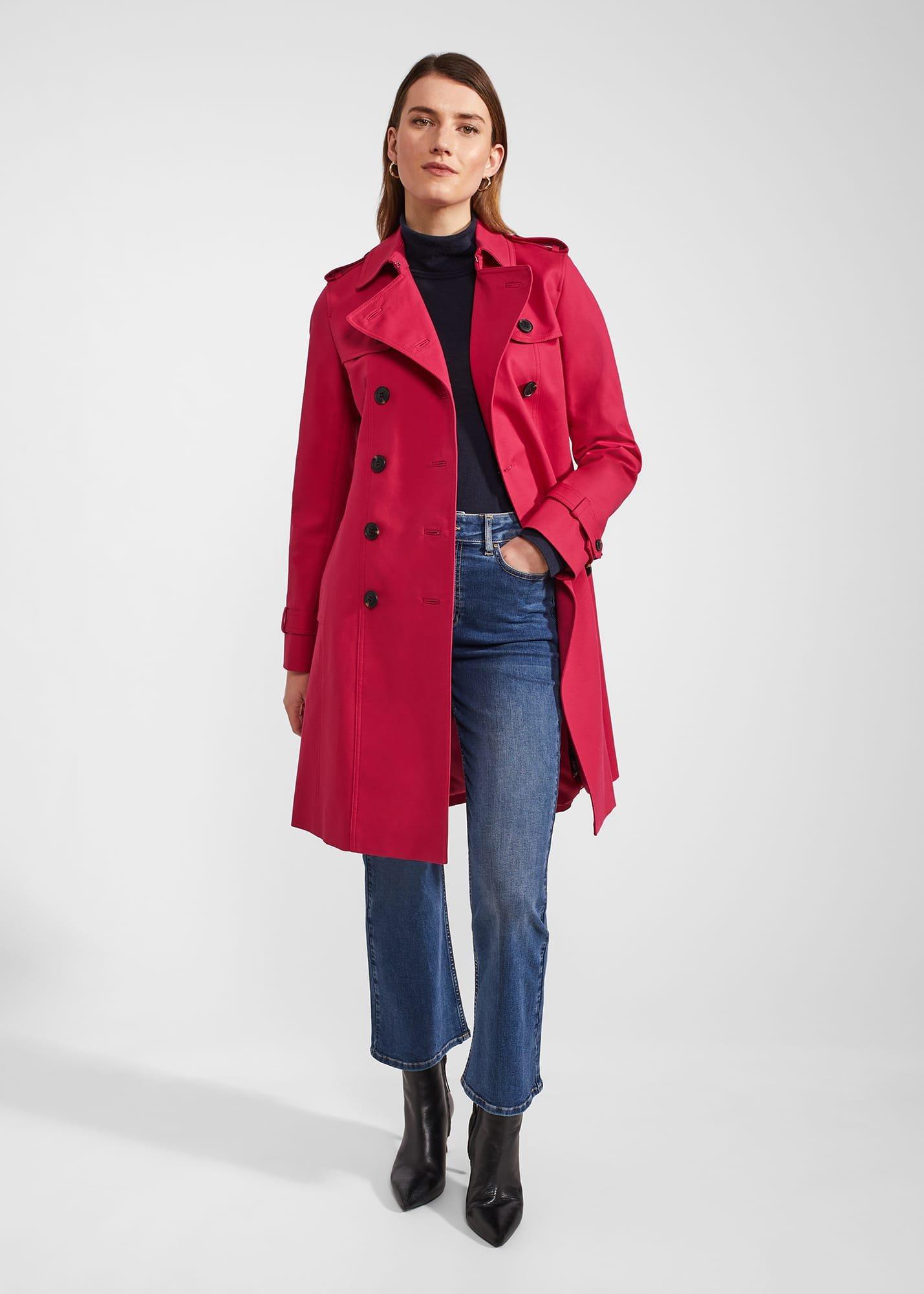 Saskia Shower Resistant Trench Coat, Cerise Pink, hi-res