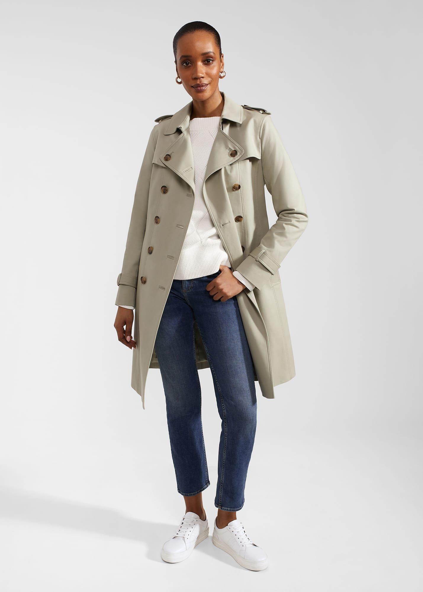 Saskia Shower Resistant Trench Coat, Sage Green, hi-res