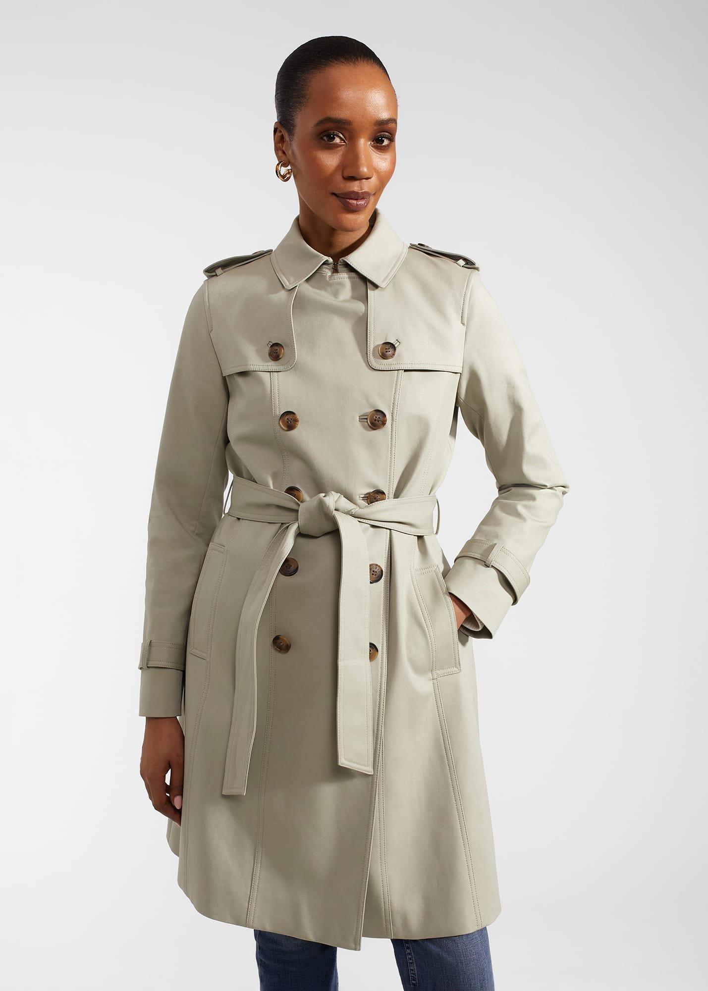 Petite Saskia Shower Resistant Trench Coat, Sage Green, hi-res