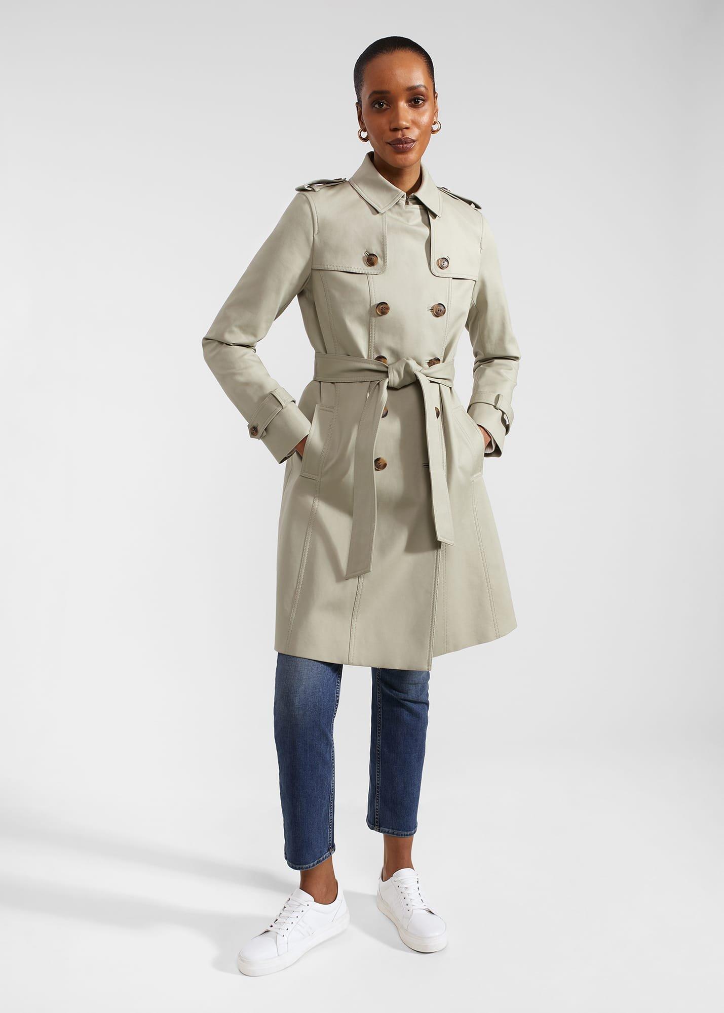 Petite Saskia Shower Resistant Trench Coat, Sage Green, hi-res