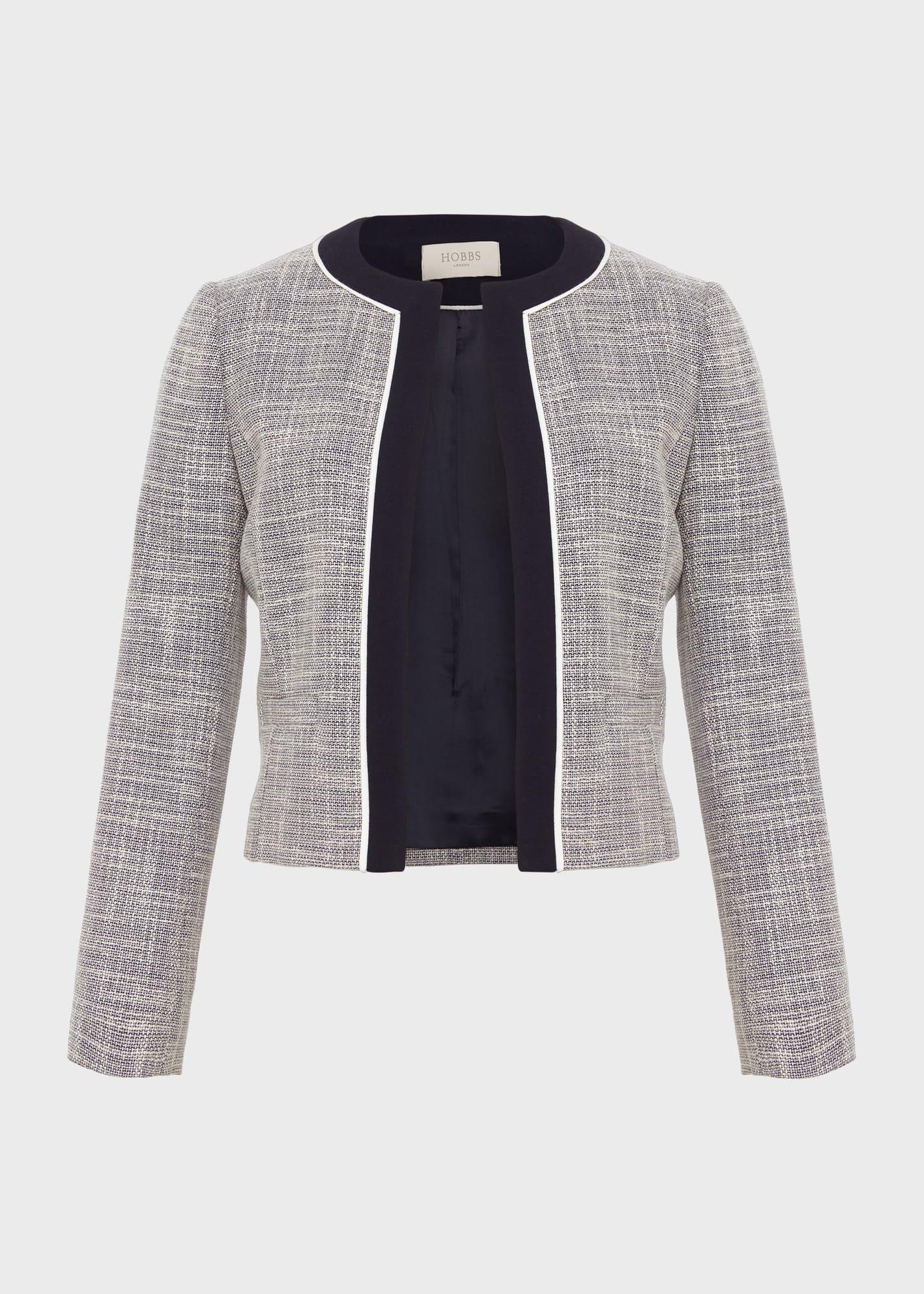 Petite Laurie Jacket With Cotton, Navy Ivory, hi-res
