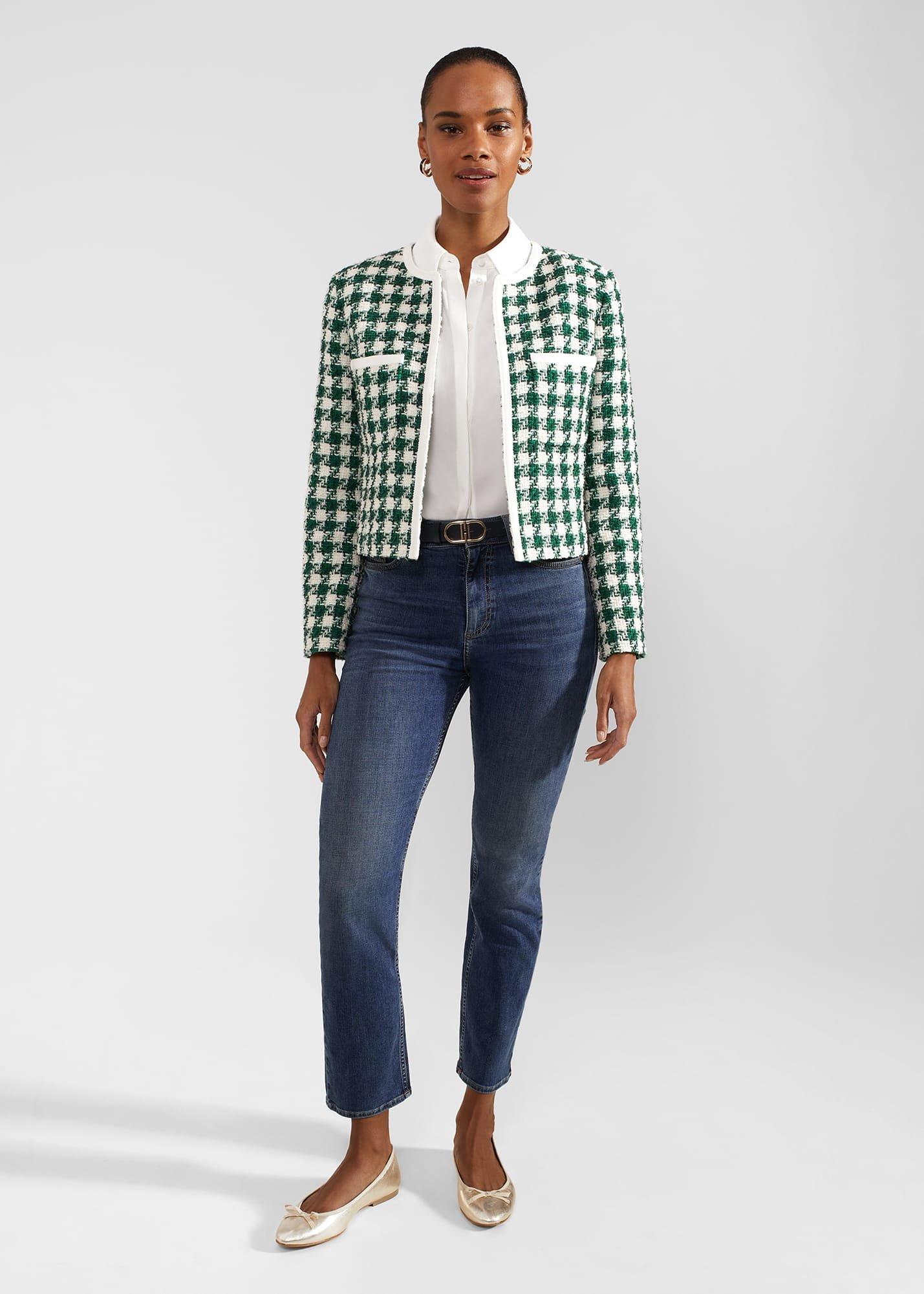 Genevieve Cotton Blend Jacket, Green Ivory, hi-res