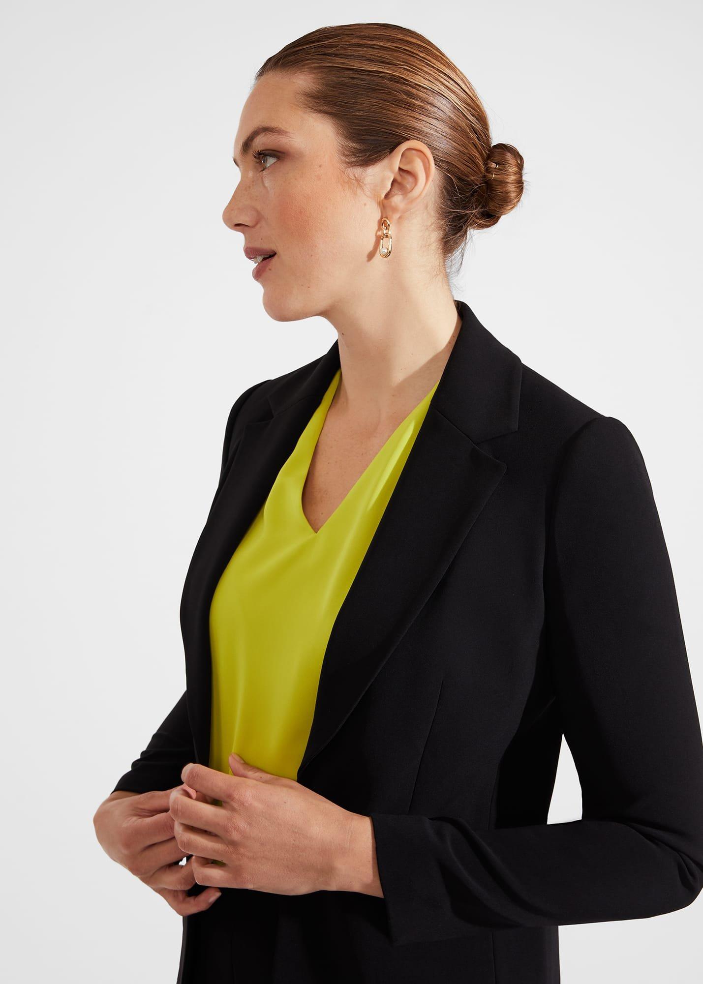 Vanessa Crepe Jacket, Black, hi-res