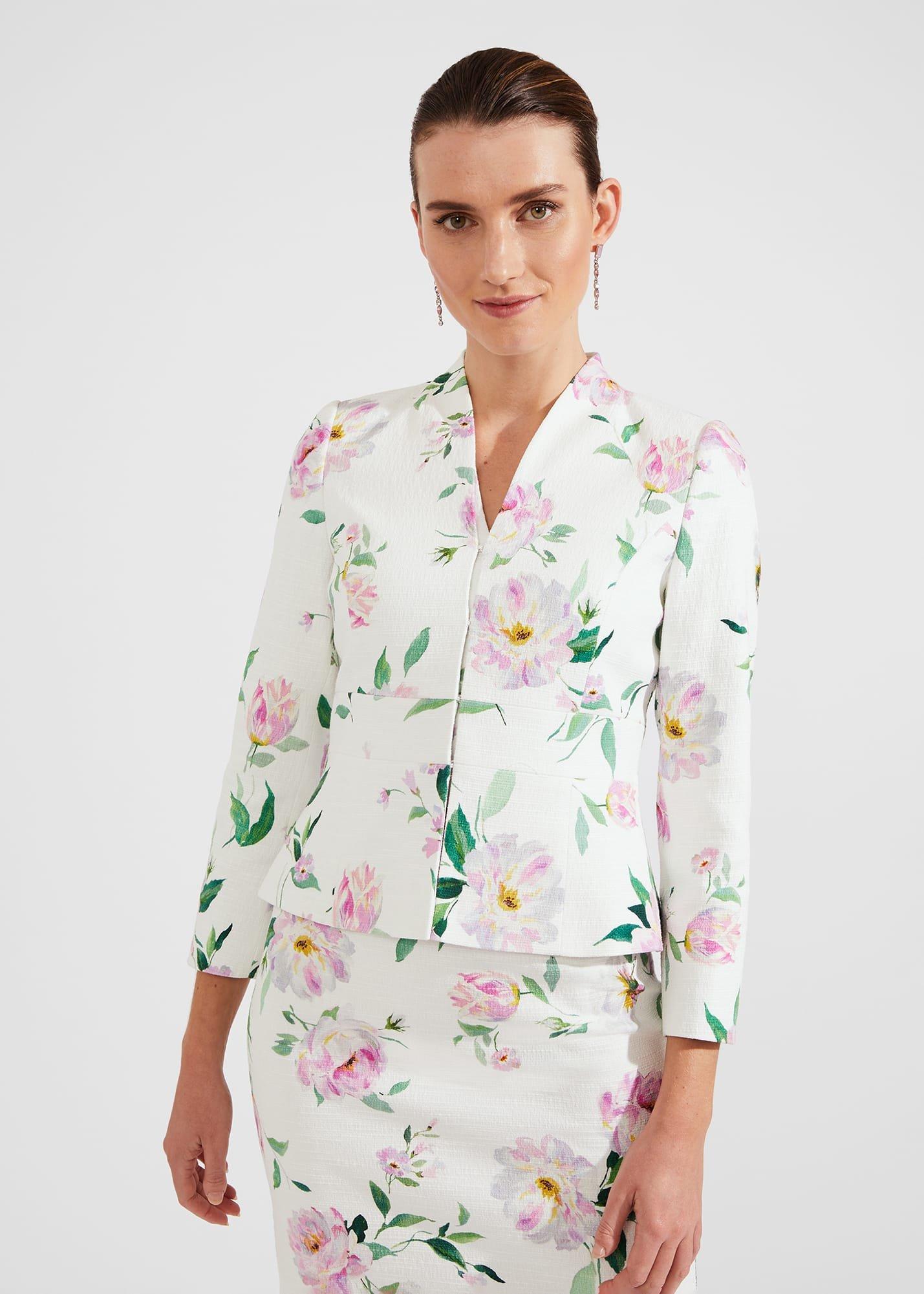 Petite Suzanna Floral Tweed Jacket, Ivory Multi, hi-res