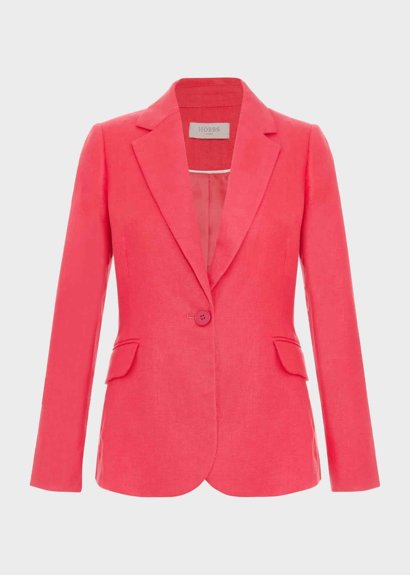 Petite Mirabel Linen Jacket, Raspberry Pink, hi-res