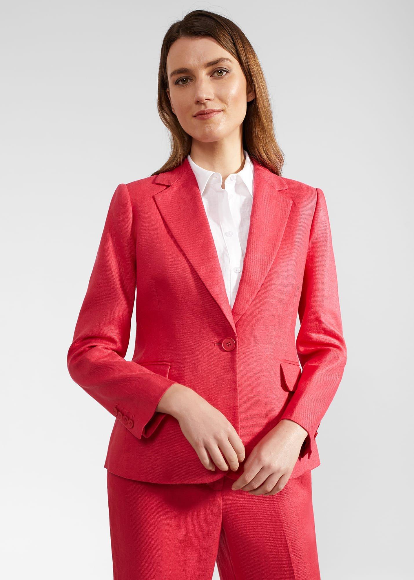 Petite Mirabel Linen Jacket, Raspberry Pink, hi-res