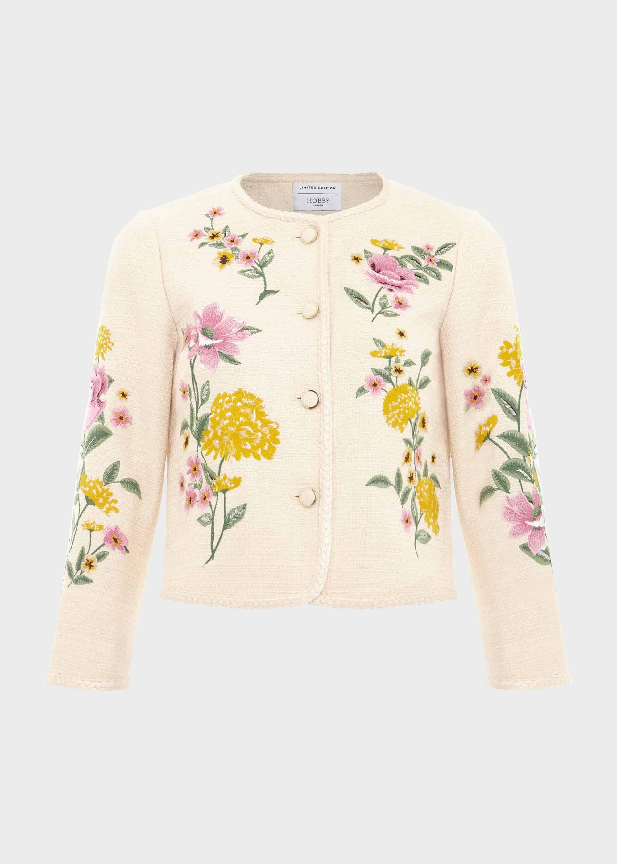 Hinton Floral Embroidered Jacket, Cream Multi, hi-res