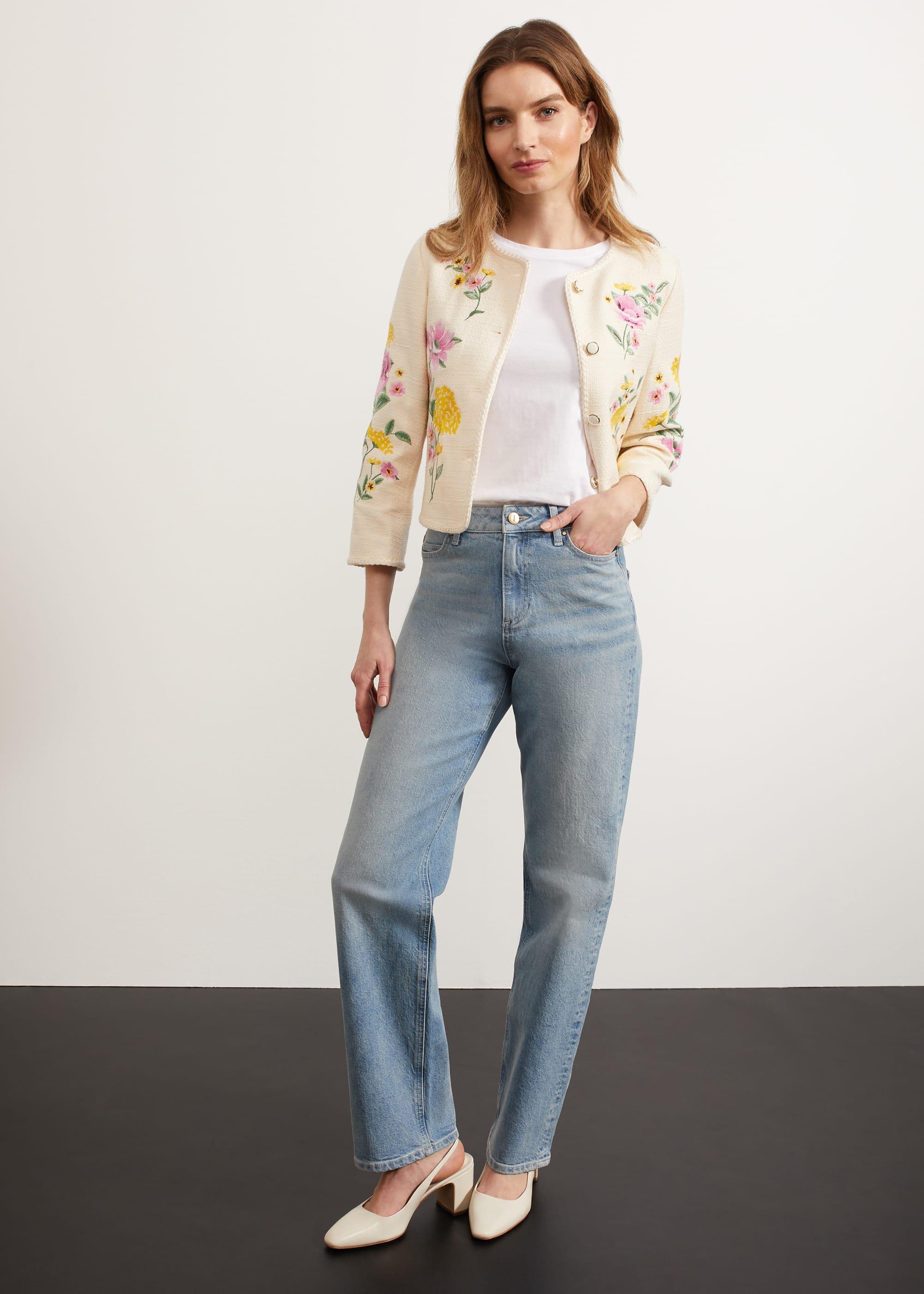 Hinton Floral Embroidered Jacket, Cream Multi, hi-res