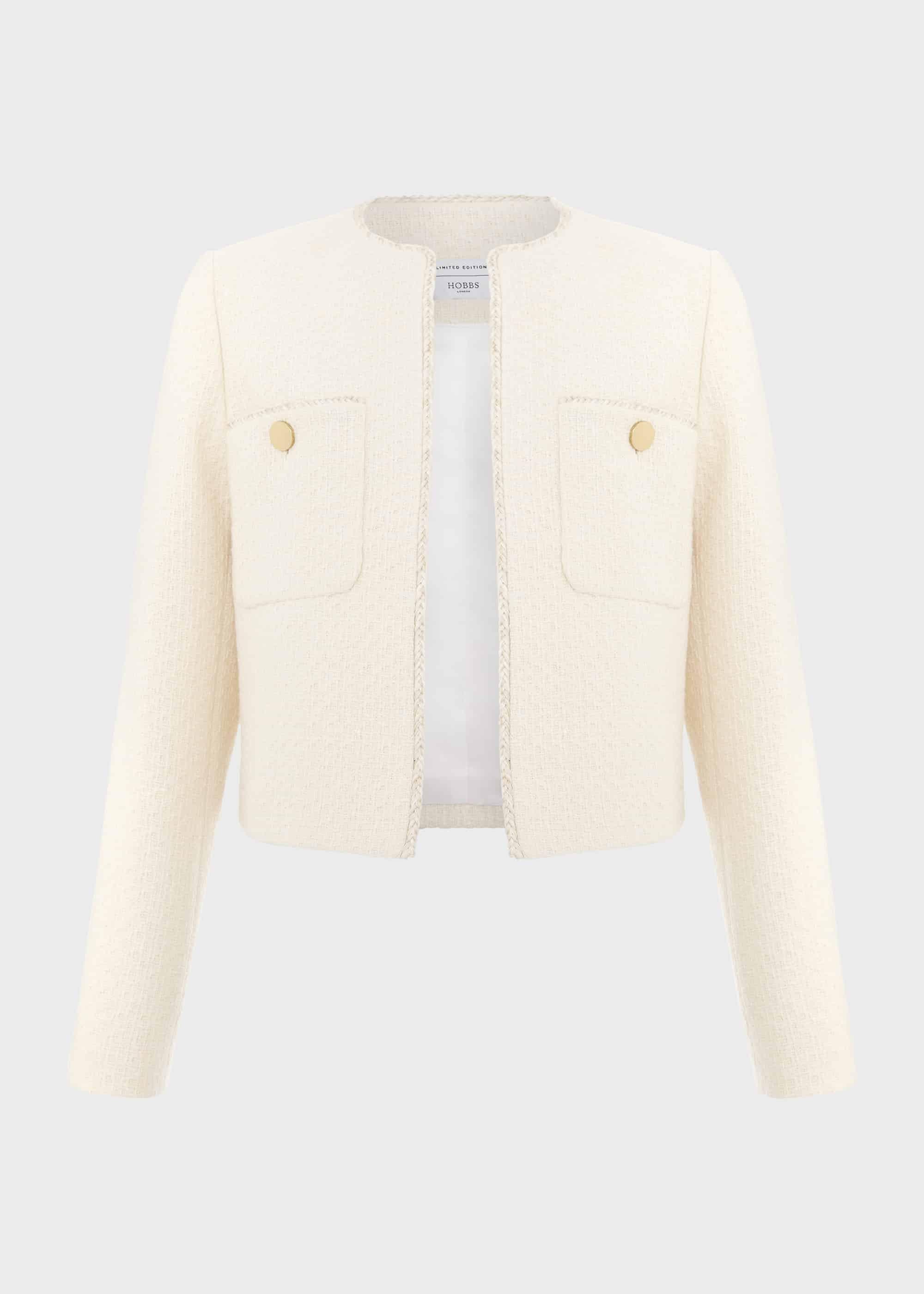 Draycott Cropped Jacket, Ivory, hi-res