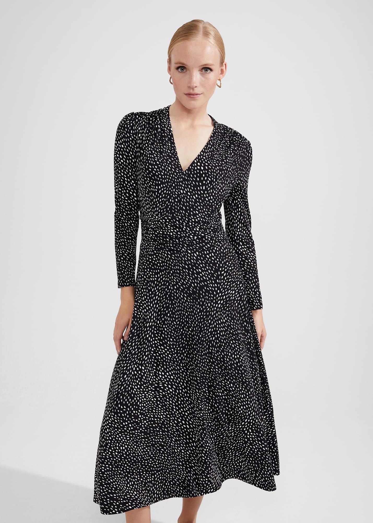 Drew Jersey Dress, Black Ivory, hi-res