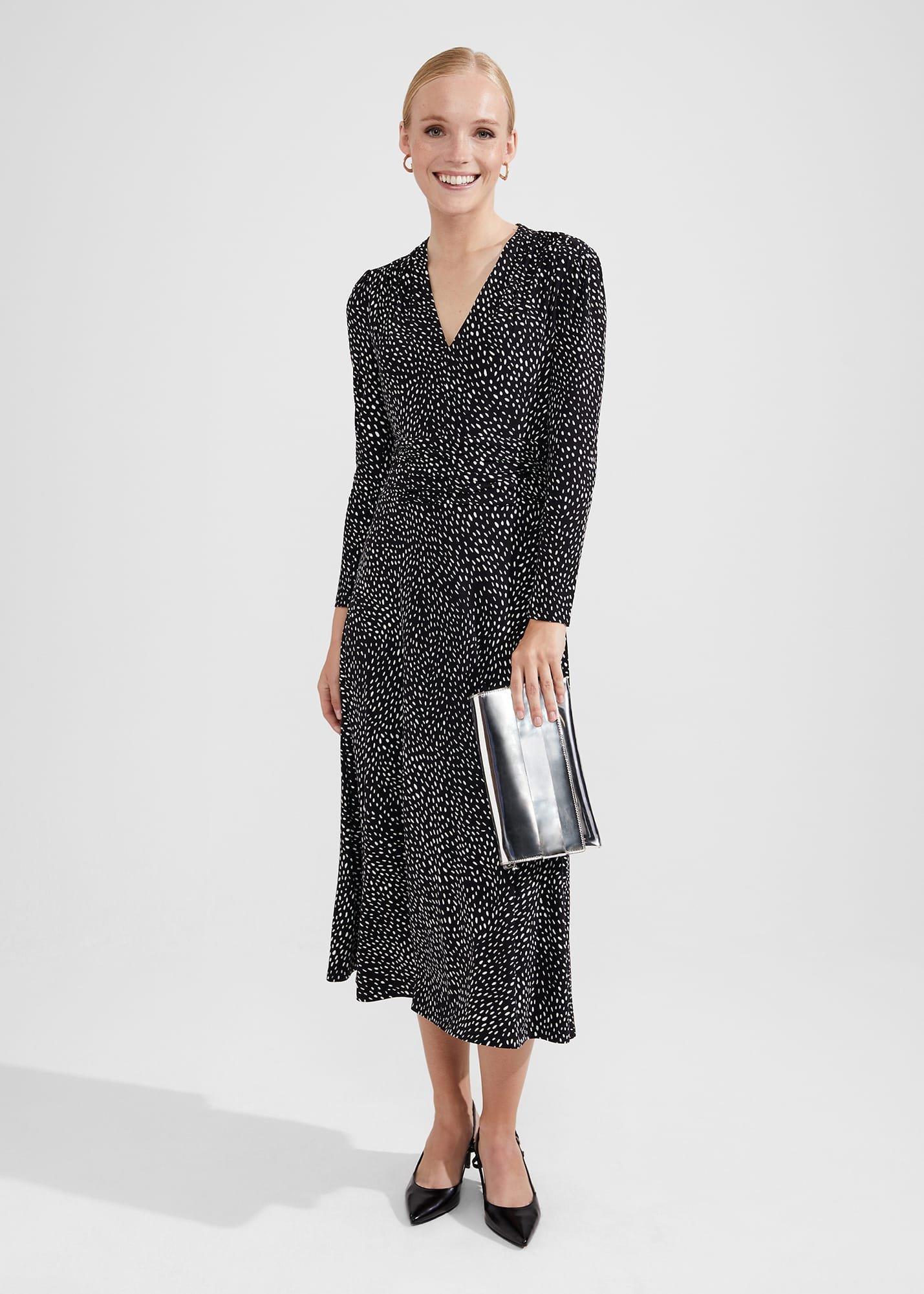 Drew Jersey Dress, Black Ivory, hi-res