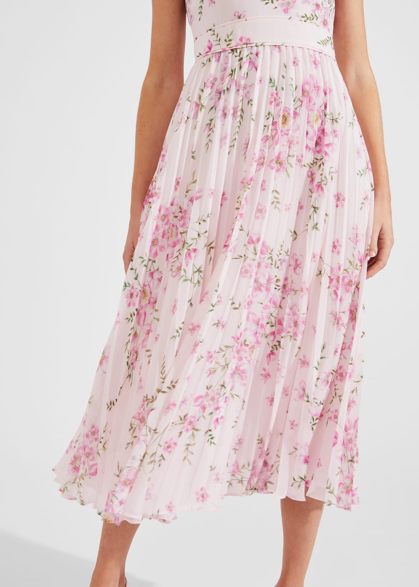 Veronica Pleated Floral Dress, Pink Multi, hi-res