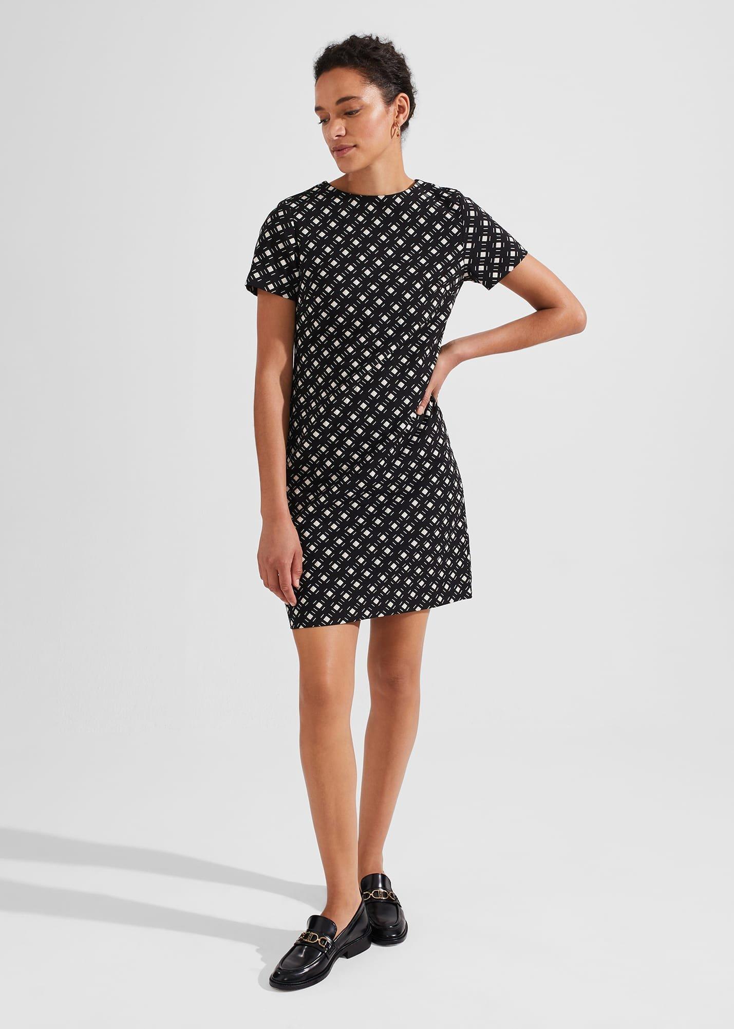 Simona Dress With Cotton, Black Ivory, hi-res