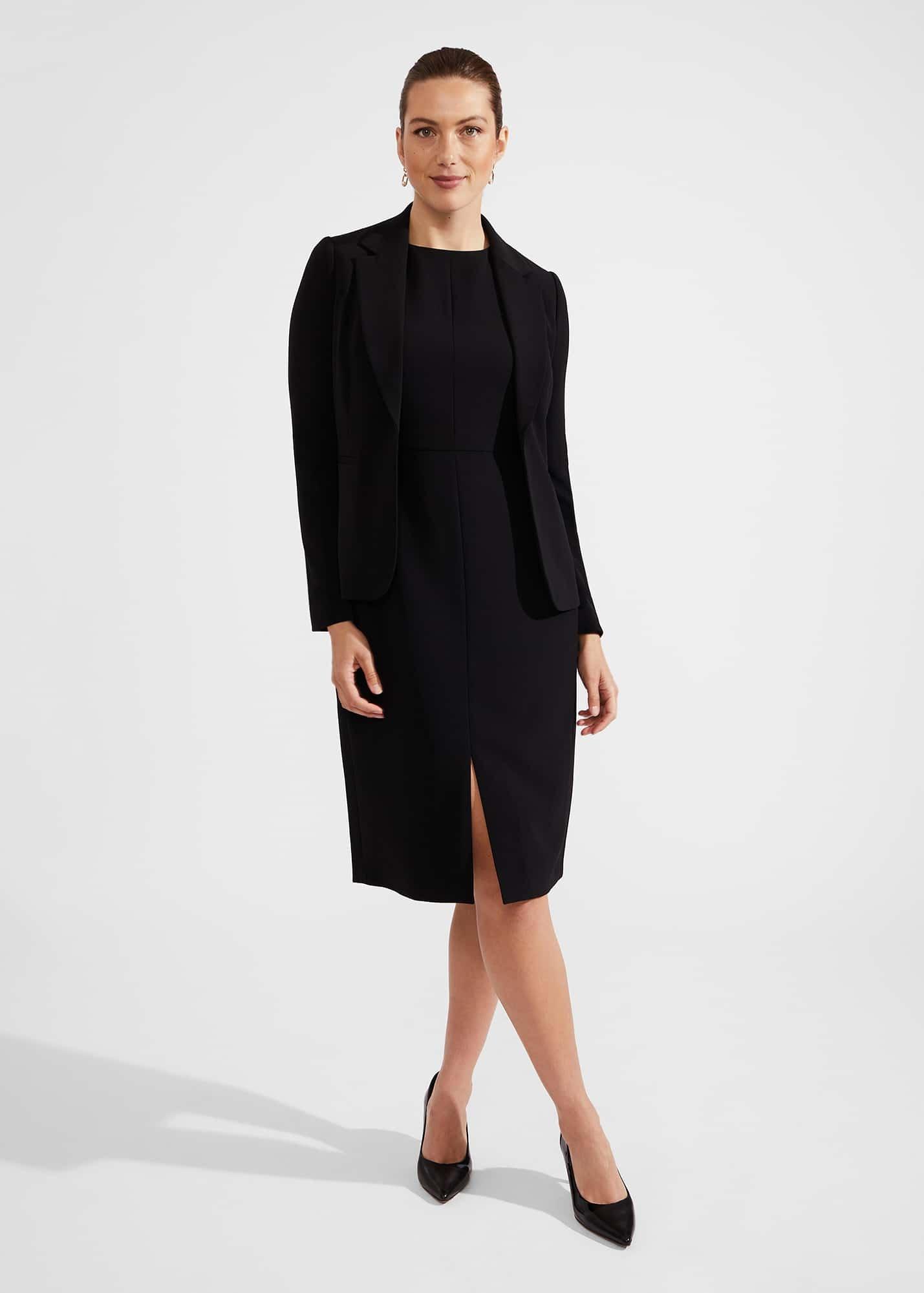 Vanessa Crepe Dress, Black, hi-res