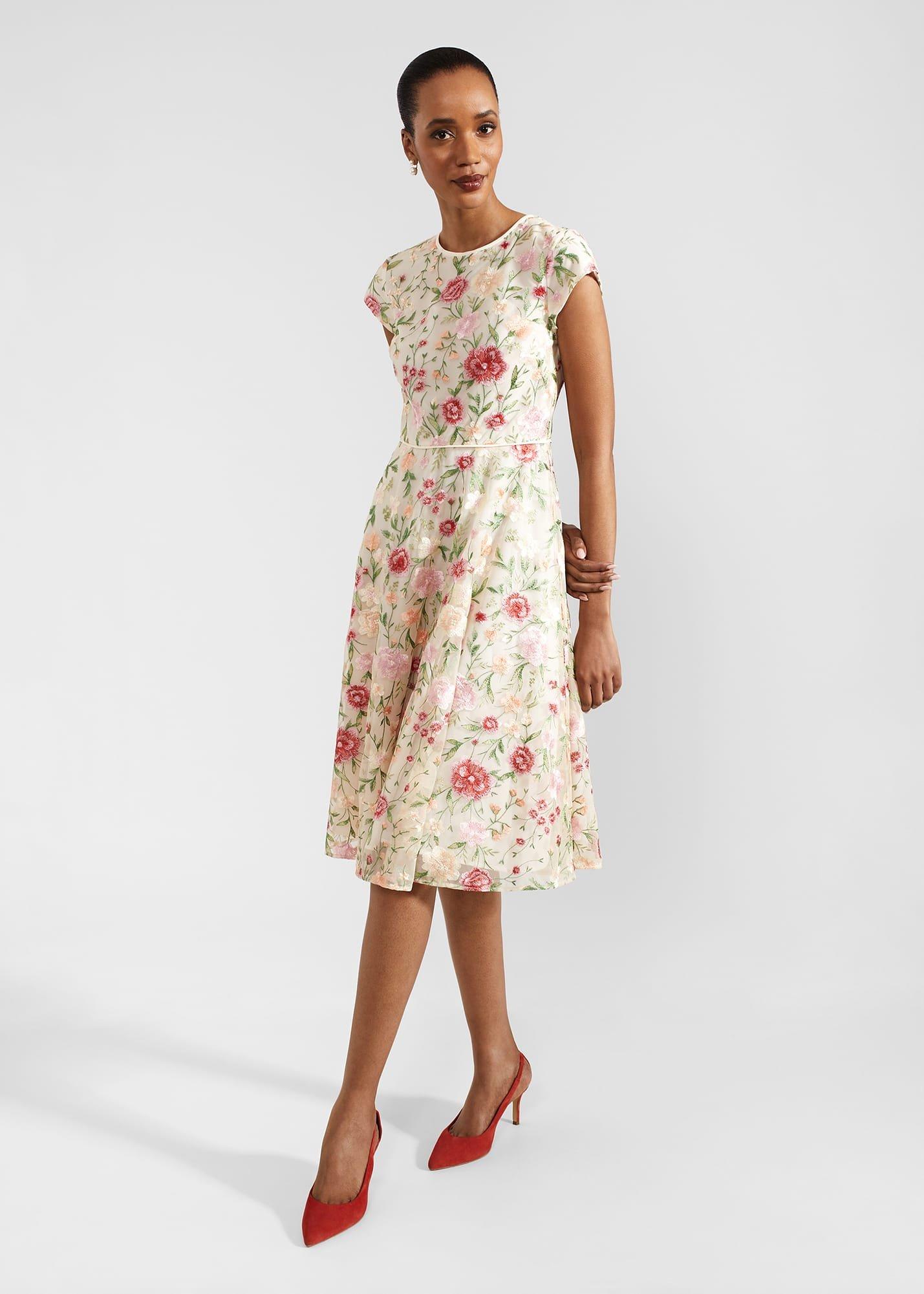 Tia Embroidered Dress, Cream Multi, hi-res