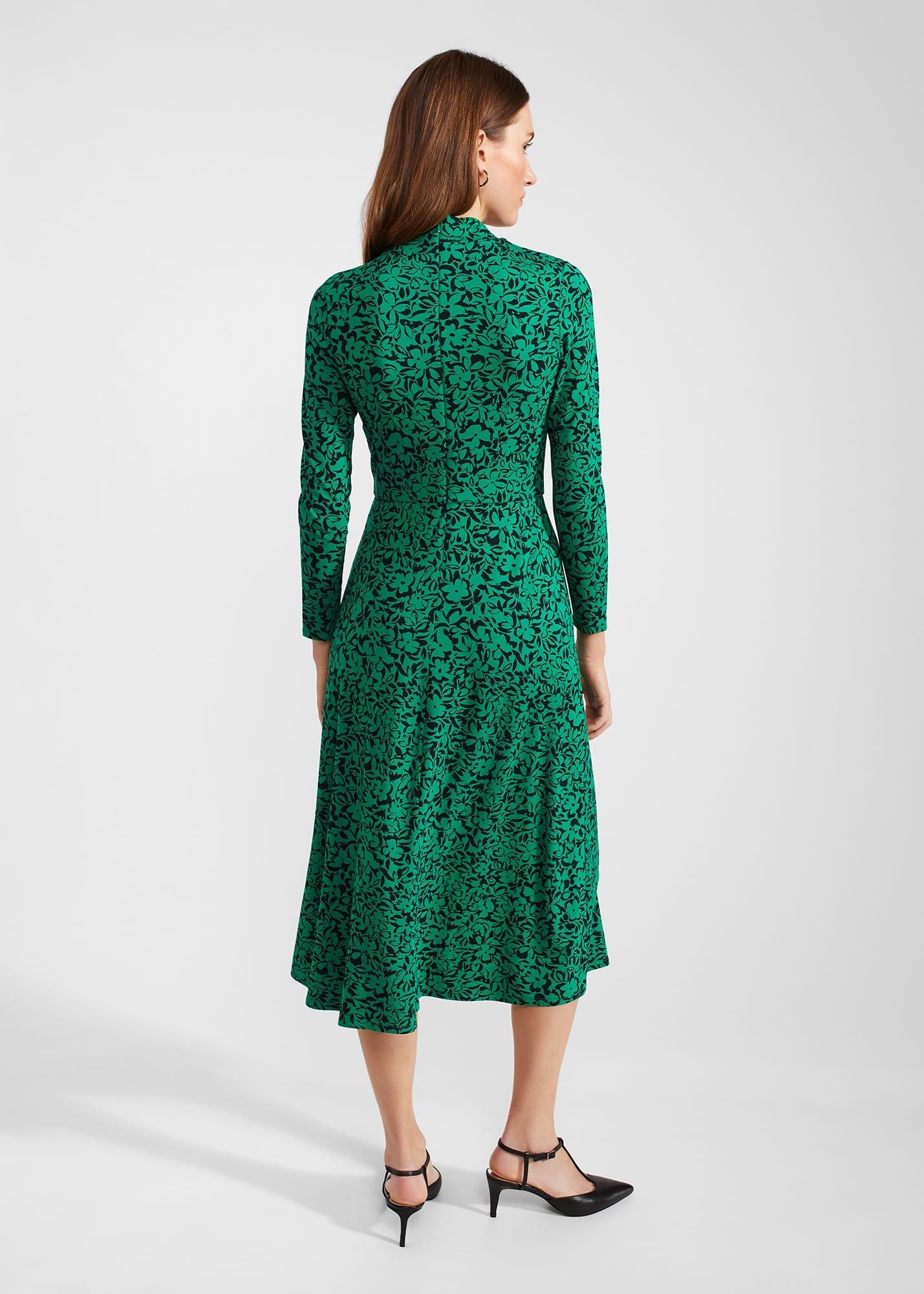 Yasmin Jersey Dress, Green Navy, hi-res