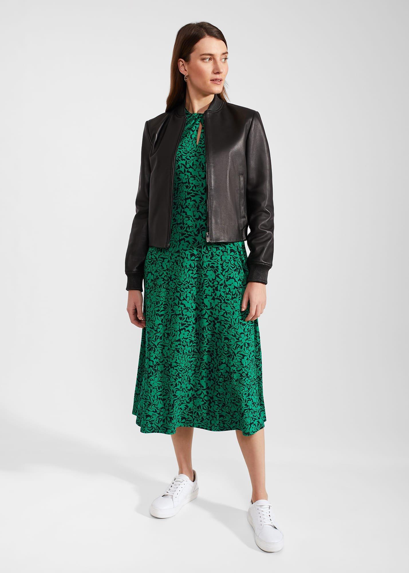 Yasmin Jersey Dress, Green Navy, hi-res