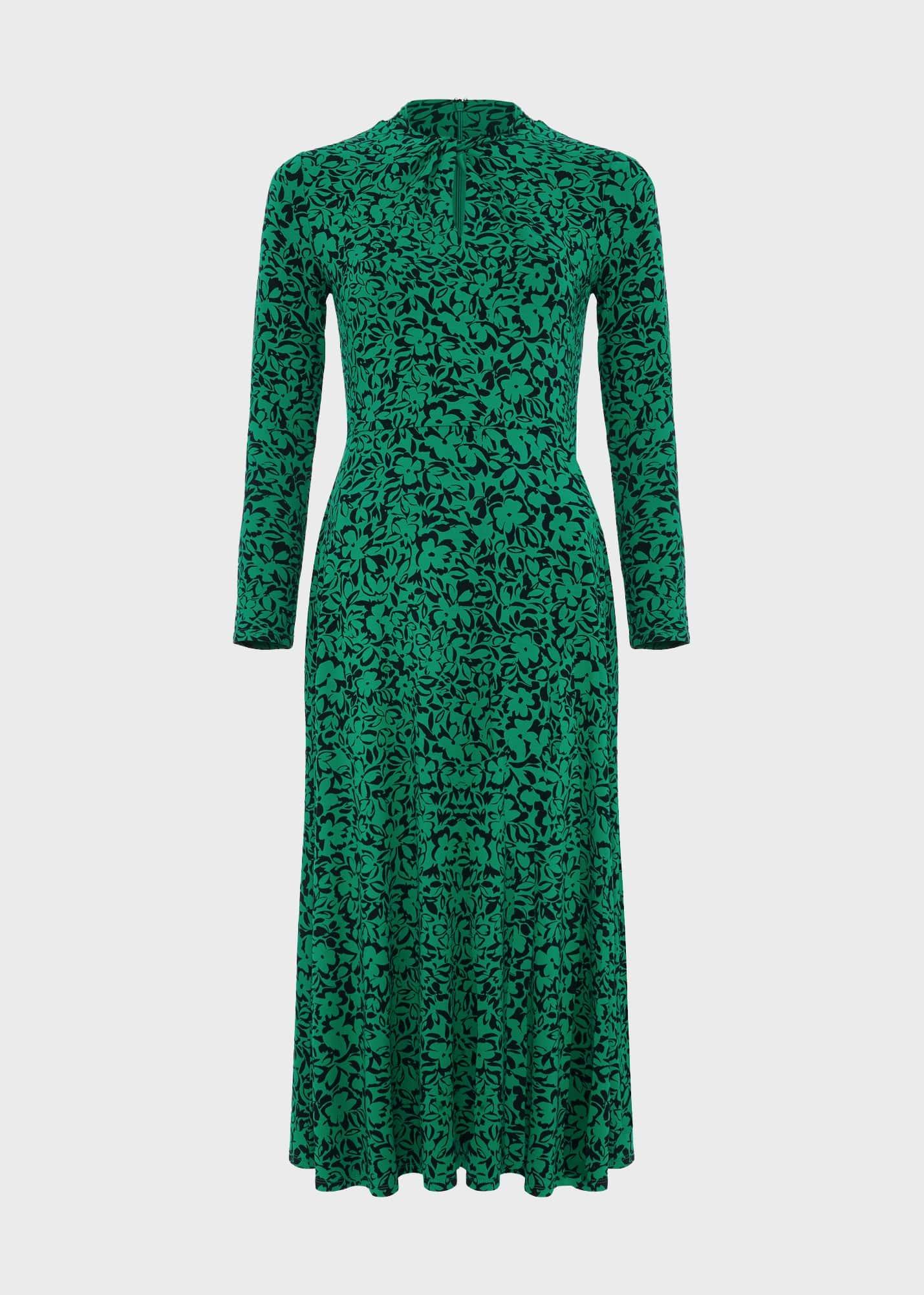 Petite Yasmin Jersey Dress, Green Navy, hi-res