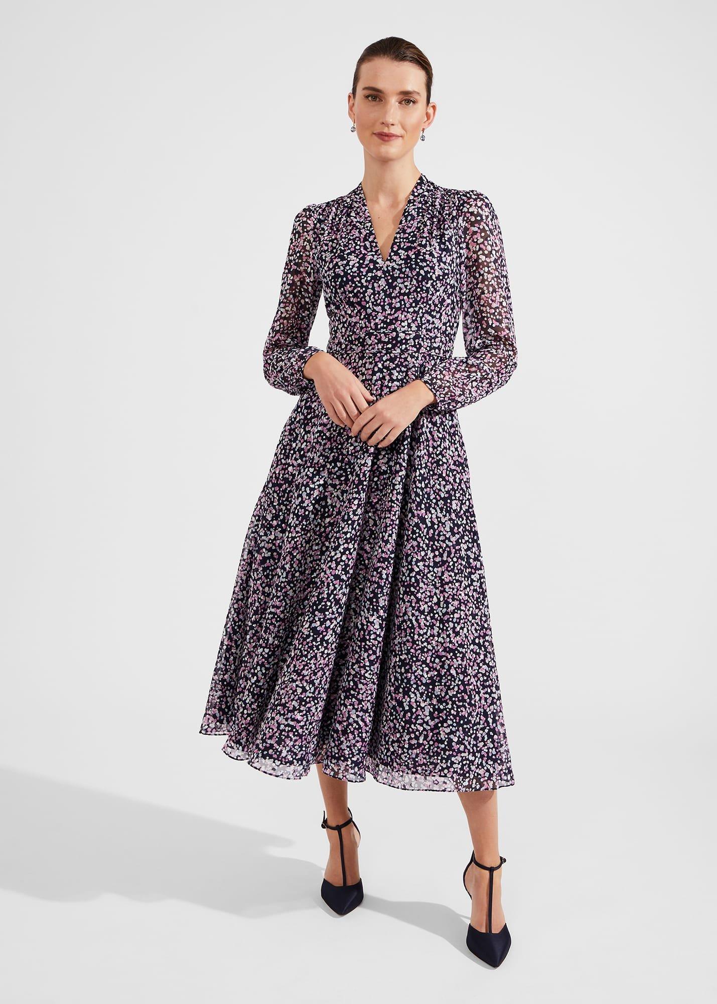 Aurora Fit And Flare Dress, Navy Multi, hi-res