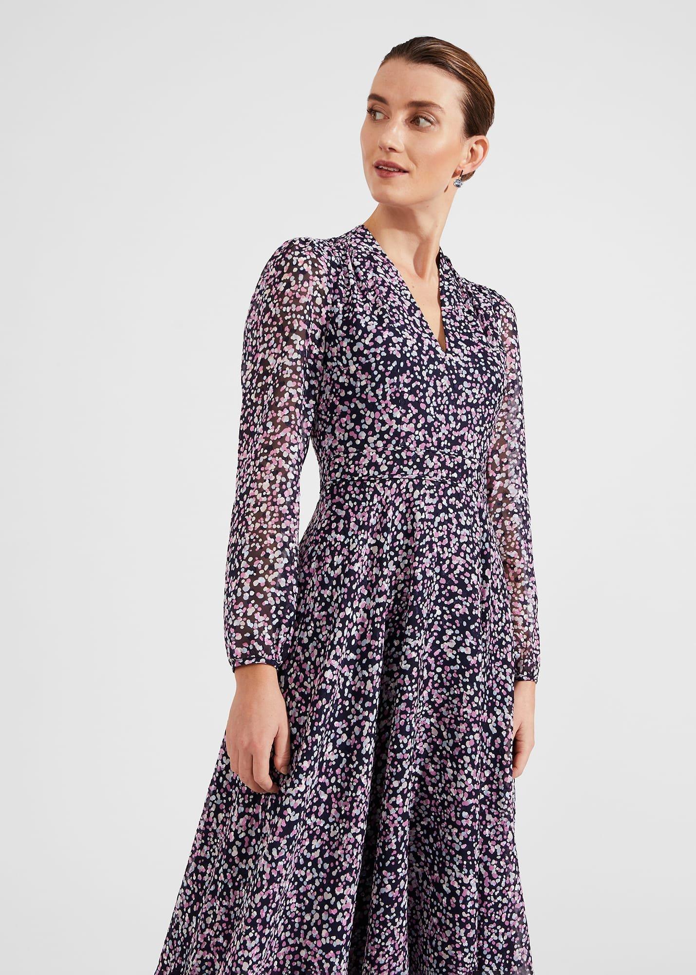 Aurora Fit And Flare Dress, Navy Multi, hi-res