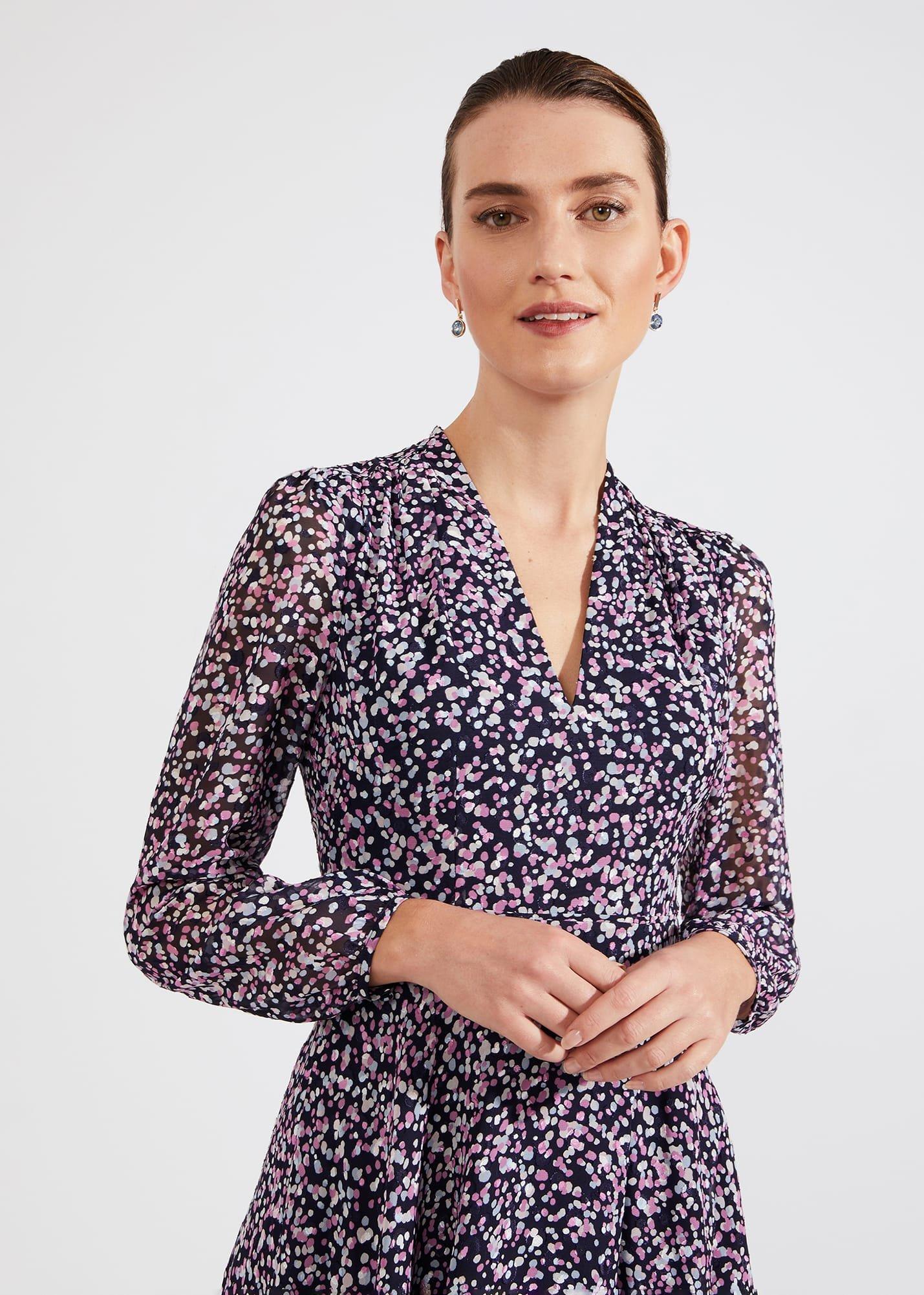 Aurora Fit And Flare Dress, Navy Multi, hi-res