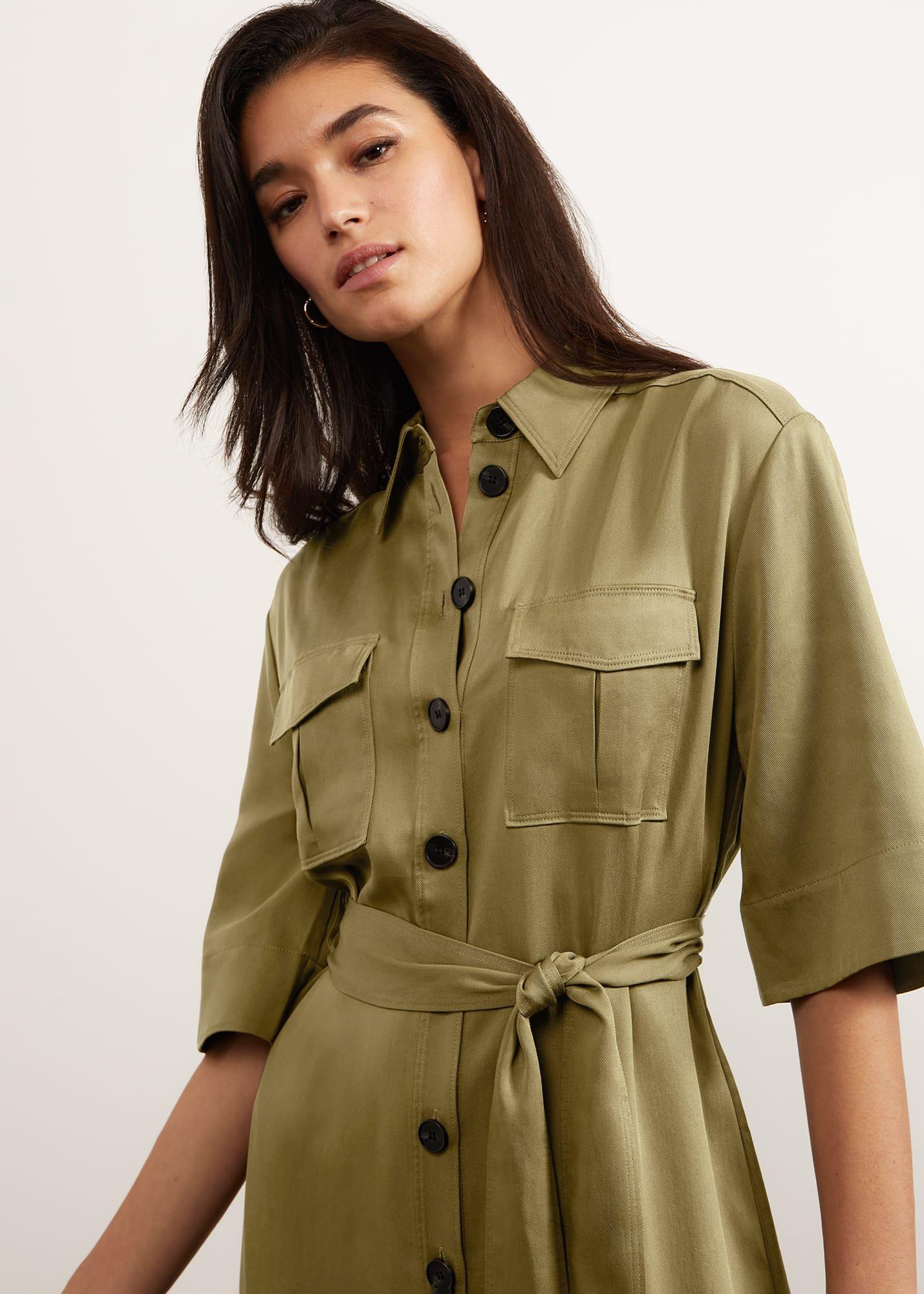 Claremont Dress, Dark Khaki, hi-res