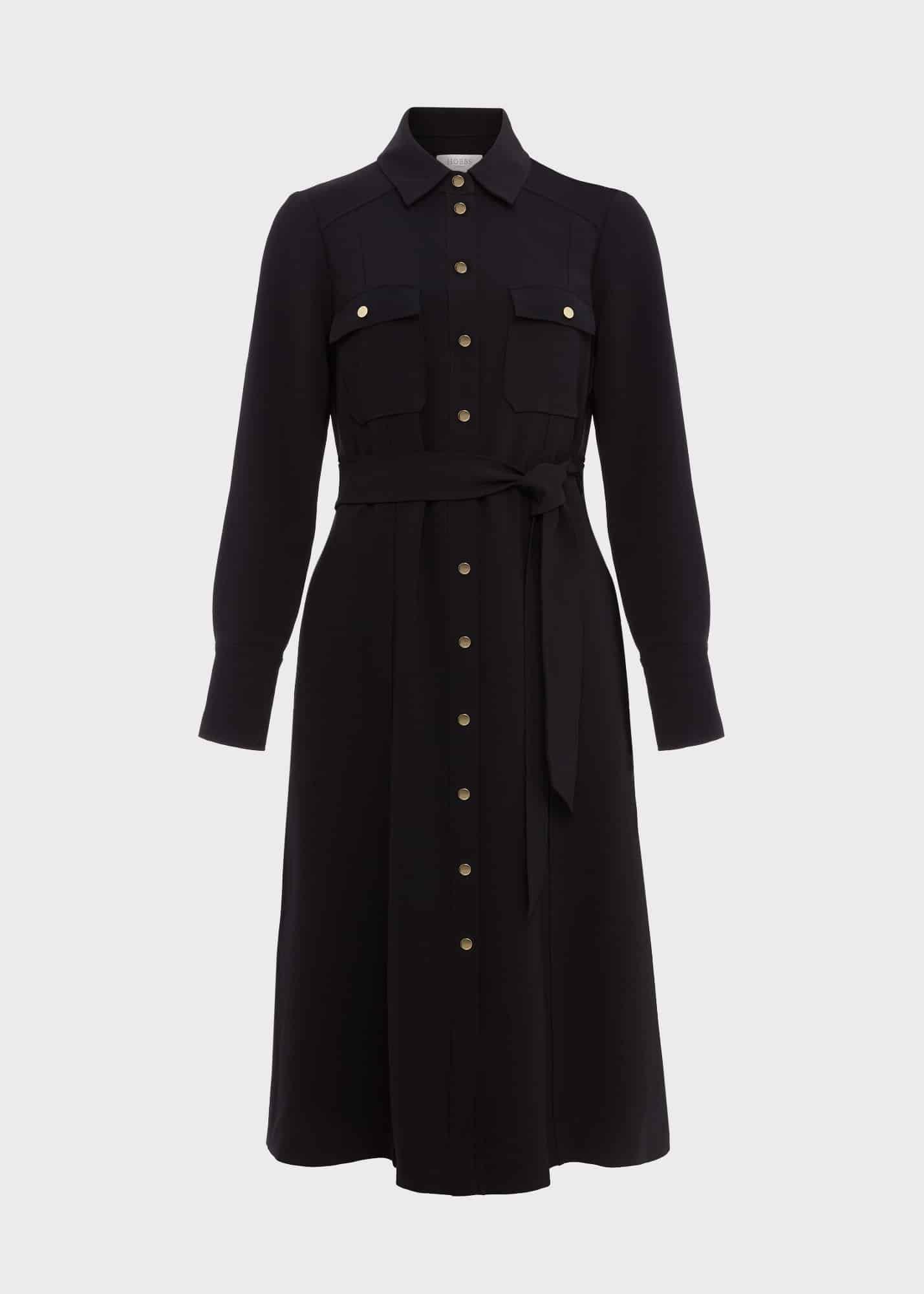 Pricilla Shirt Dress, Black, hi-res