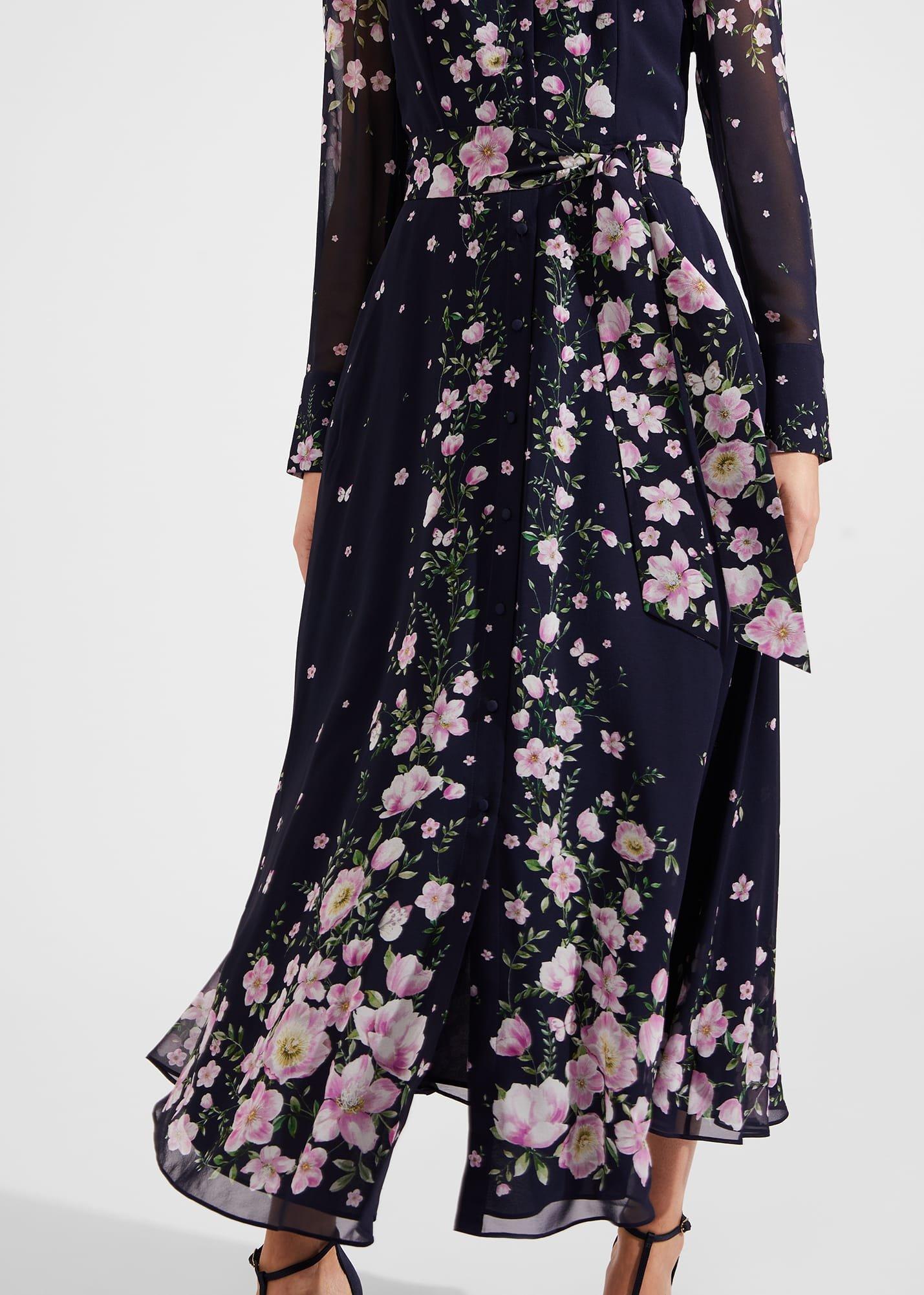 Juliet Floral Silk Dress, Navy Multi, hi-res