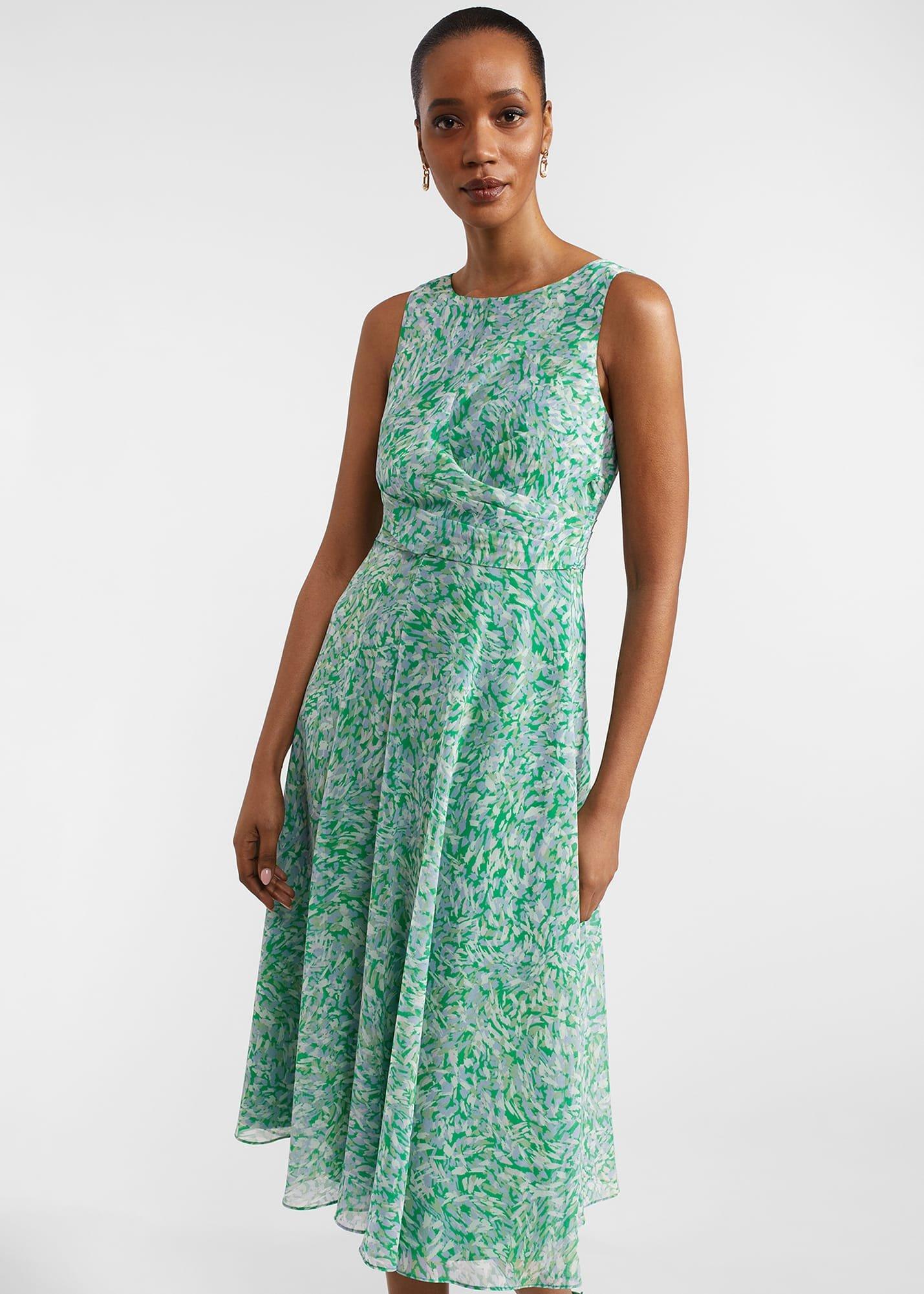Jess Fit And Flare Dress, Green Multi, hi-res