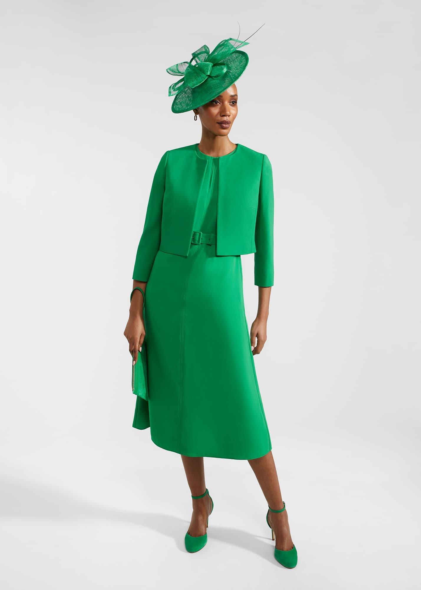 Meera Belted Dress, Cilantro Green, hi-res