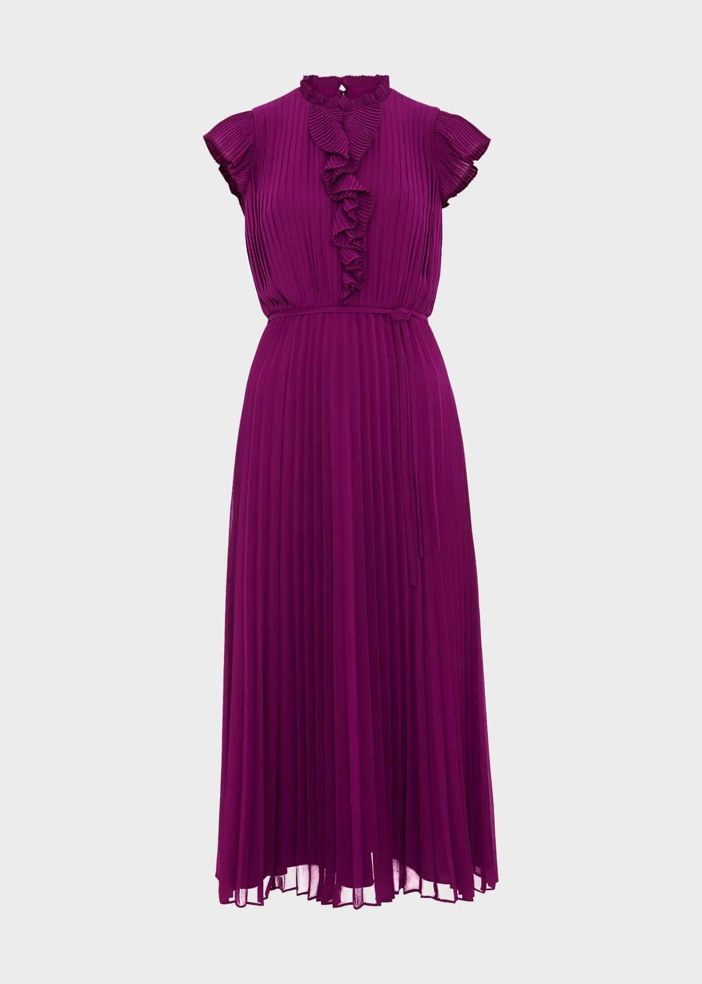 Addison Pleated Dress, Magenta Purple, hi-res